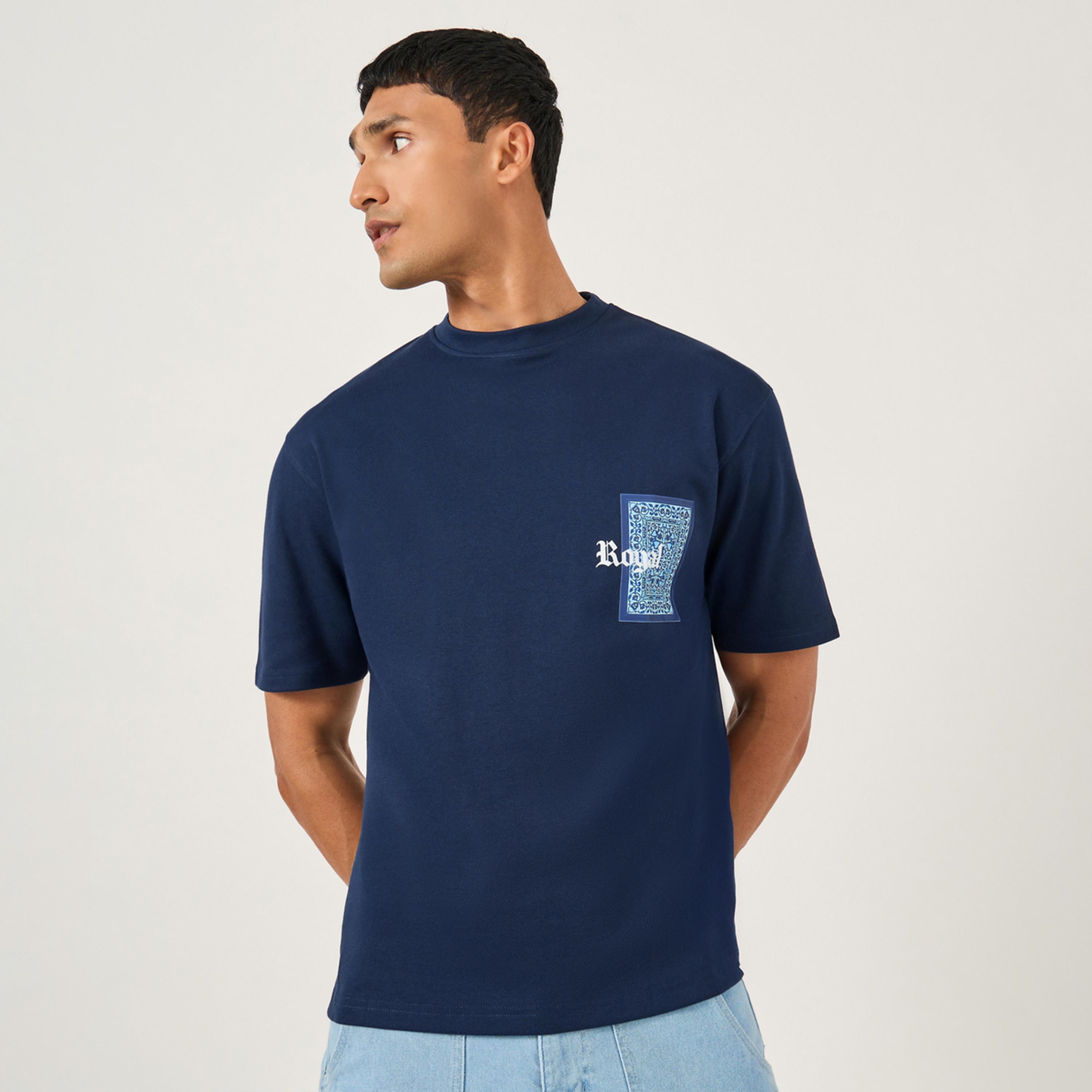Styli Men Textured Boxy Fit Tapestry Graphic With Embroidery T-Shirt-men-clothing-tshirtsandpolos-tshirts-image-1