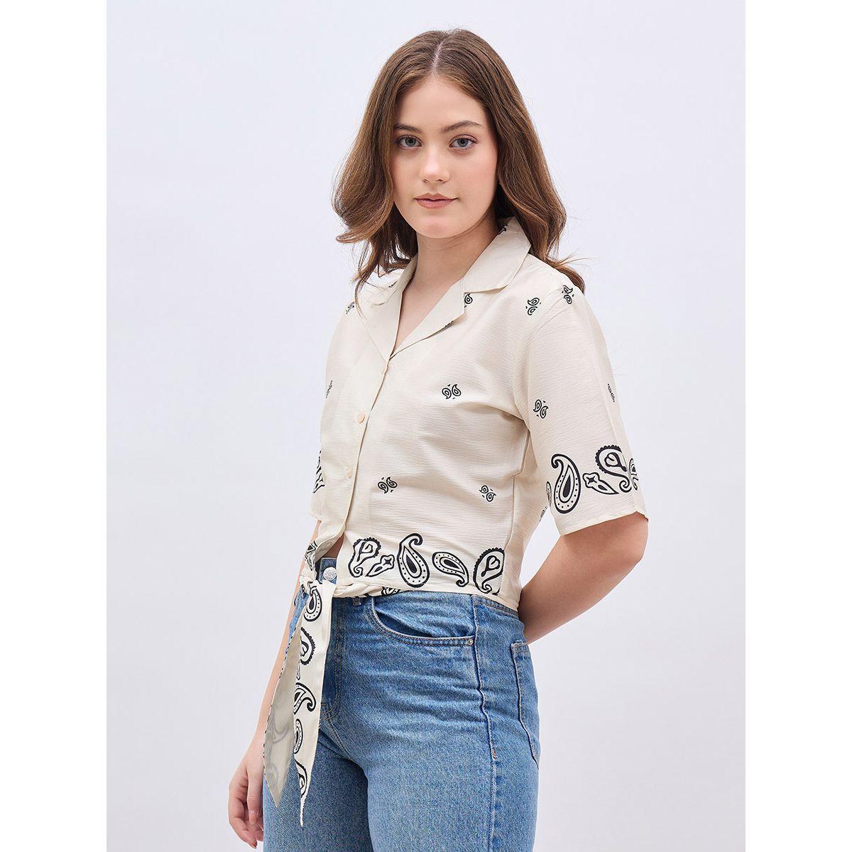 بلوزة بطبعة بيزلي وياقة ريزورت مع ربطة معقودة-women-clothing-shirtsandblouses-blouses-image-3