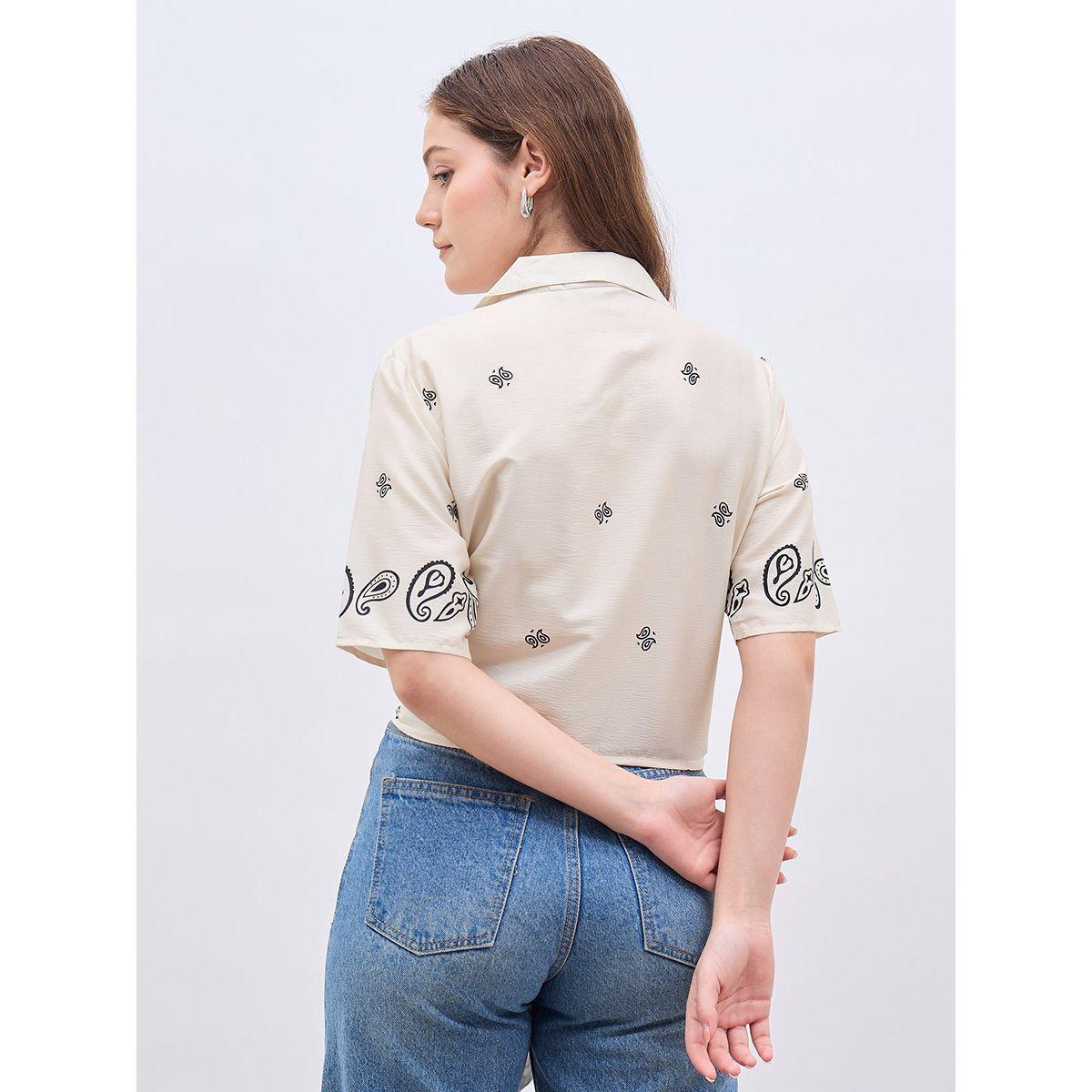 بلوزة بطبعة بيزلي وياقة ريزورت مع ربطة معقودة-women-clothing-shirtsandblouses-blouses-image-5