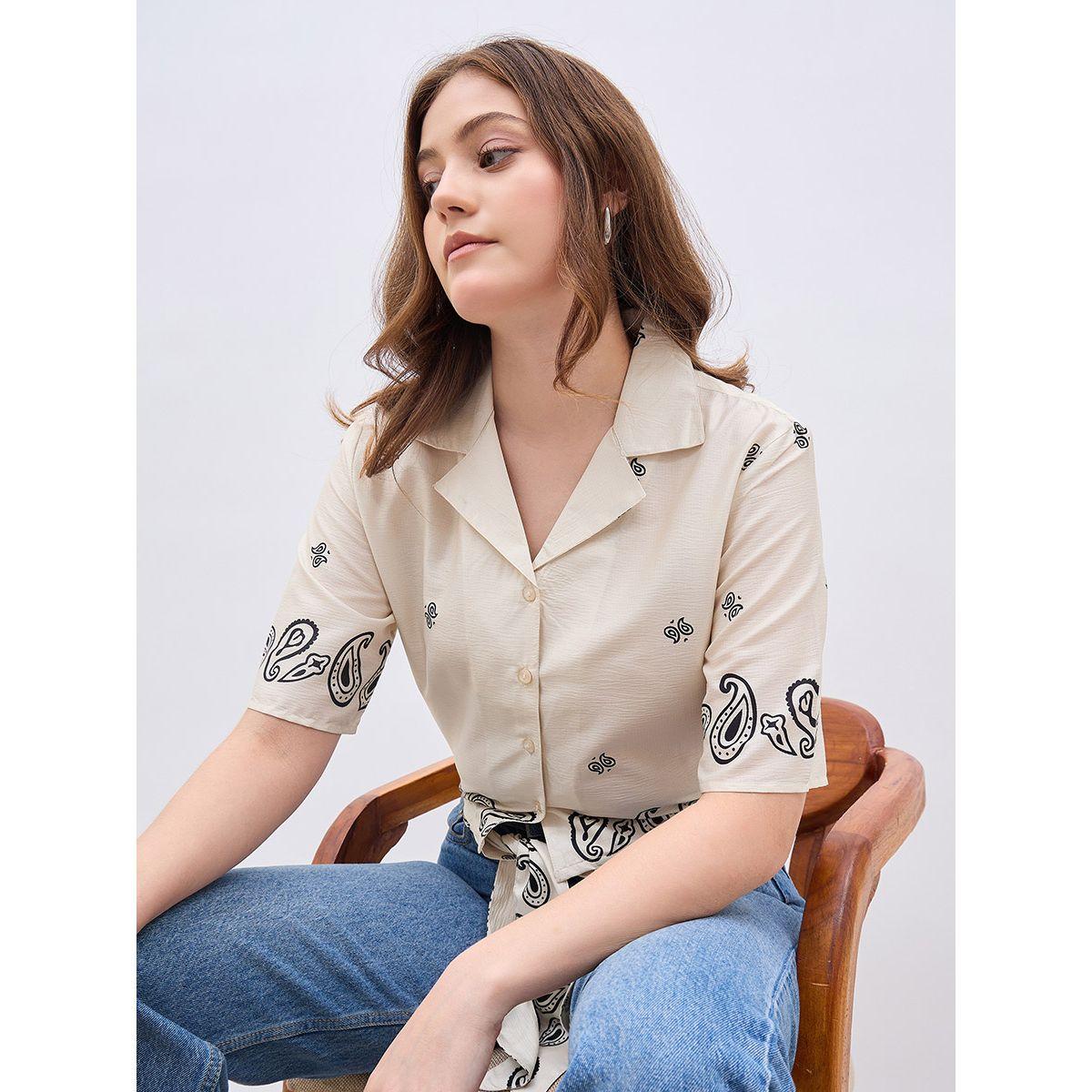 بلوزة بطبعة بيزلي وياقة ريزورت مع ربطة معقودة-women-clothing-shirtsandblouses-blouses-image-6