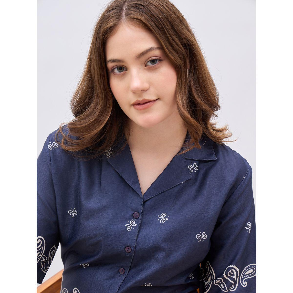 Styli Paisley Print Resort Collar Blouse with Tie Knot Detail-women-clothing-shirtsandblouses-blouses-image-4