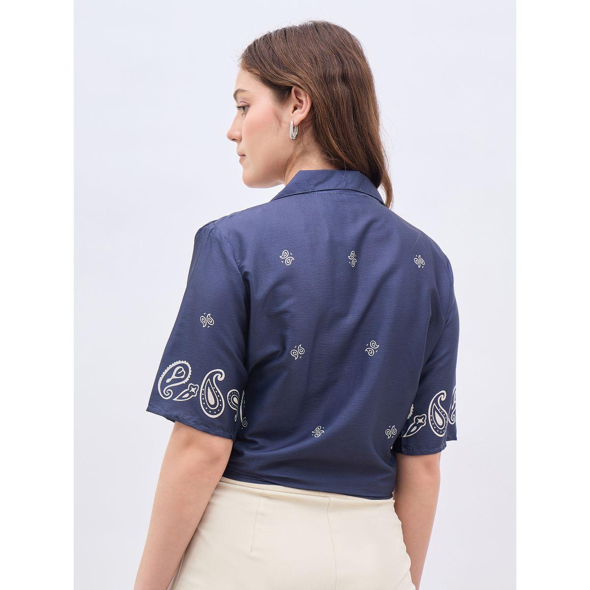 Styli Paisley Print Resort Collar Blouse with Tie Knot Detail-women-clothing-shirtsandblouses-blouses-image-5