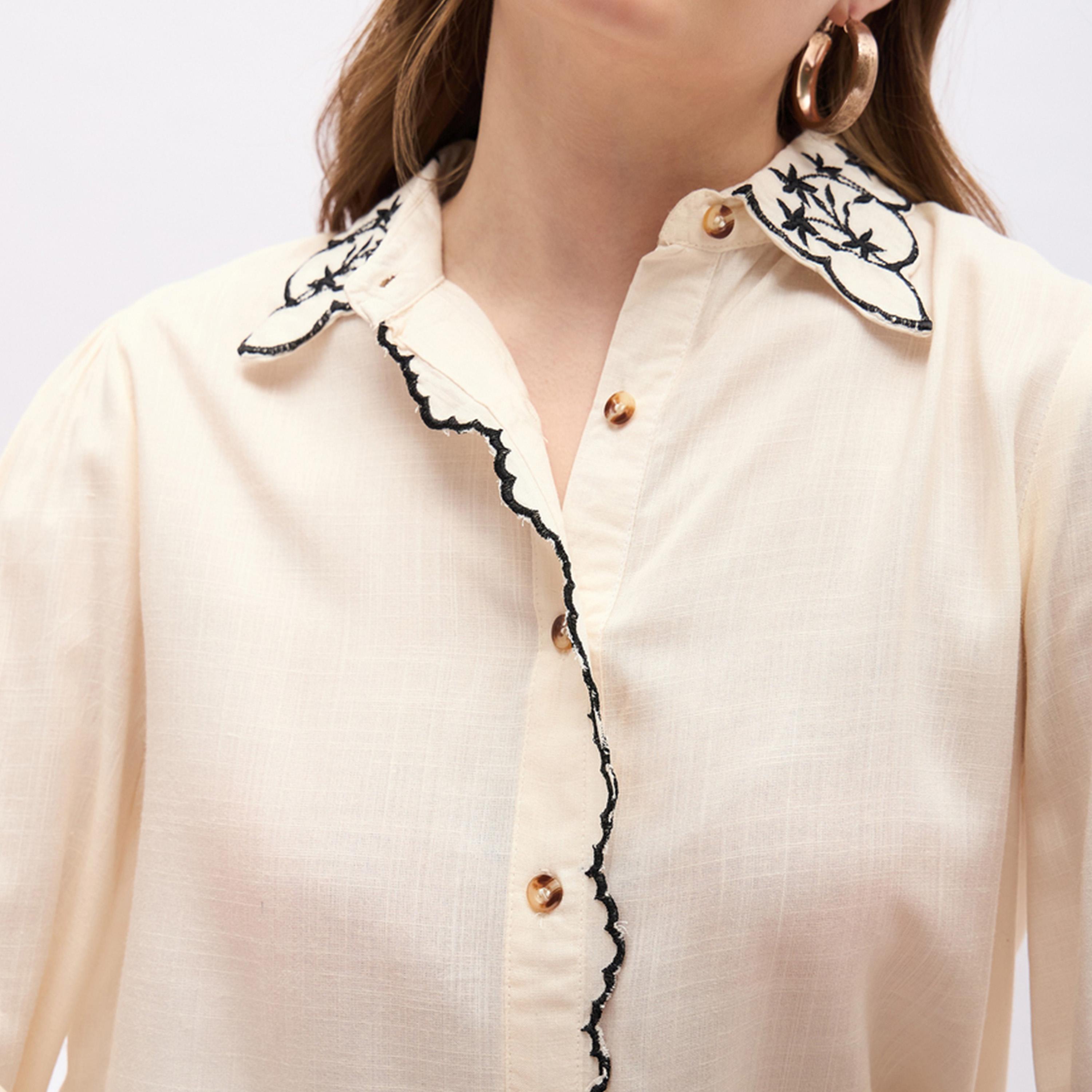 ستايلي - قميص بياقة واسعة وحواف مطرزة ومزخرفة-women-clothing-shirtsandblouses-shirts-image-4