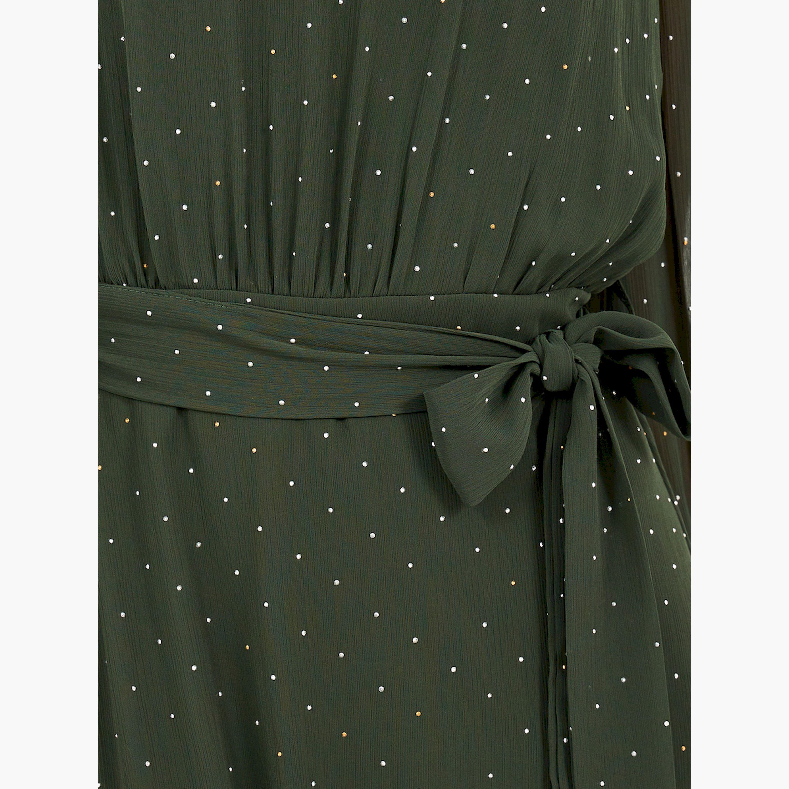 ستايلي - فستان ماكسي مزين بأكمام منفوخة وقصة A مع رباط-women-clothing-dresses-image-4
