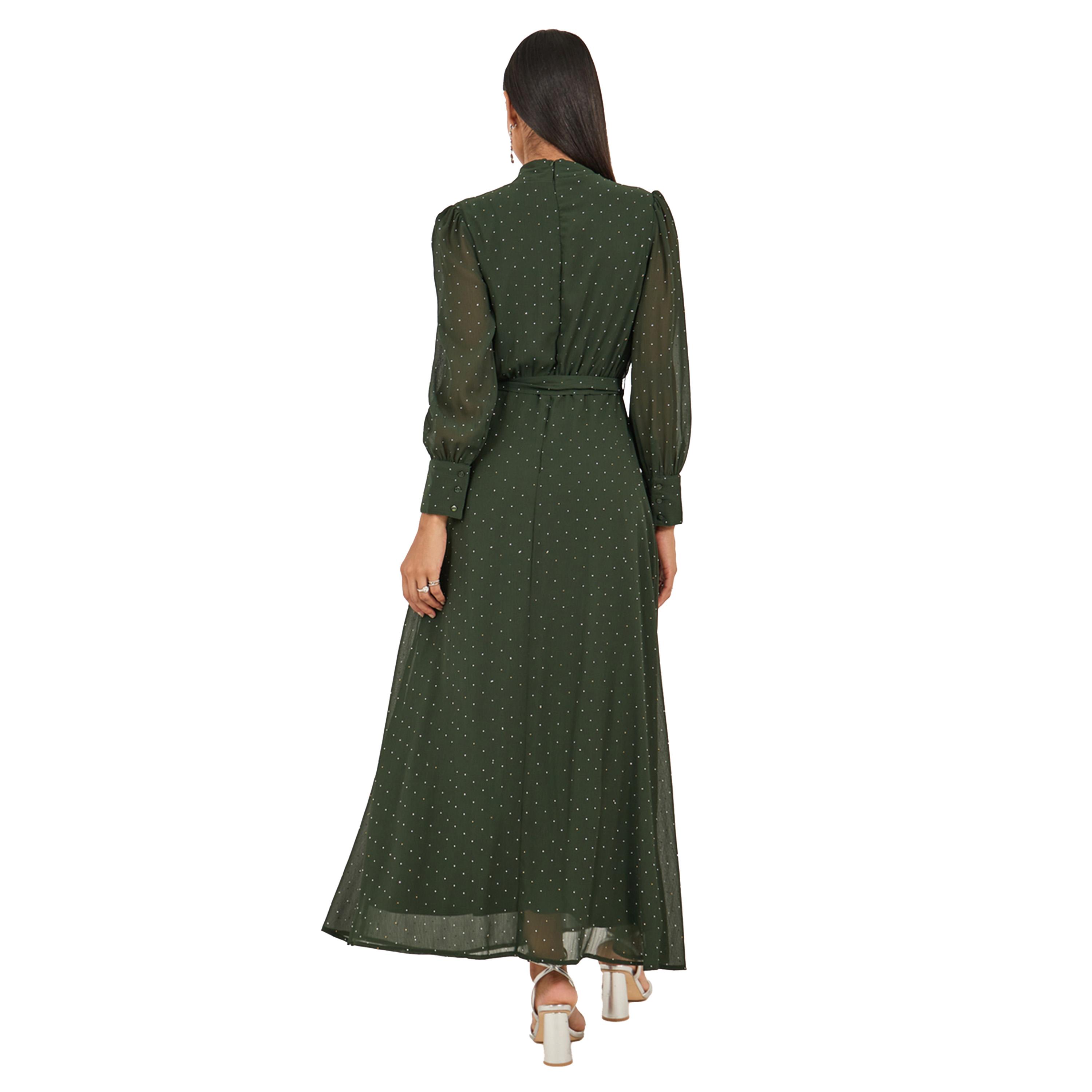 ستايلي - فستان ماكسي مزين بأكمام منفوخة وقصة A مع رباط-women-clothing-dresses-image-5