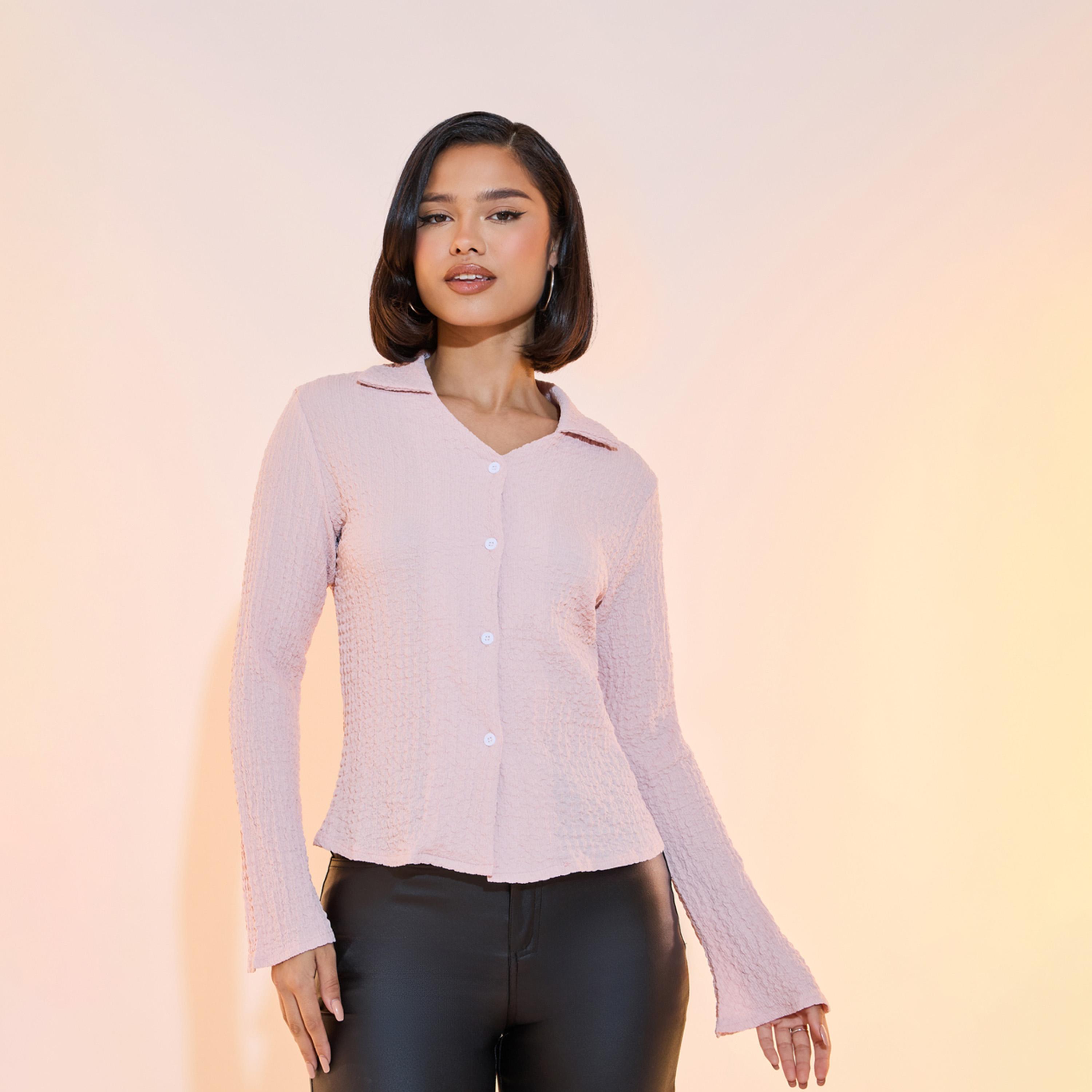 Take Two Textured Regular Fit Long Sleeve Shirt-women-clothing-shirtsandblouses-shirts-image-1