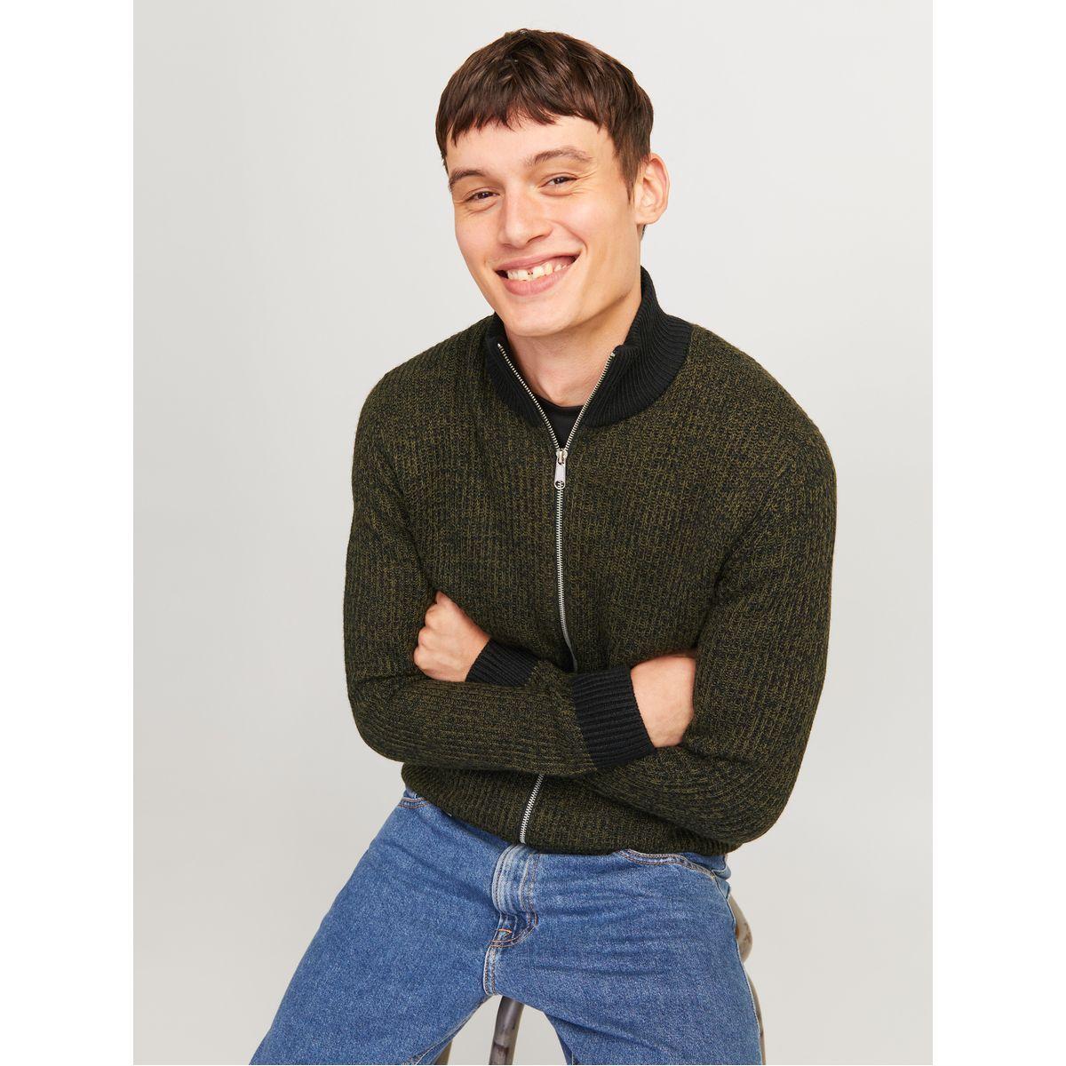 REBEL High Neck Full Zip Knitted Cardigan-men-clothing-sweatersandpullovers-image-1