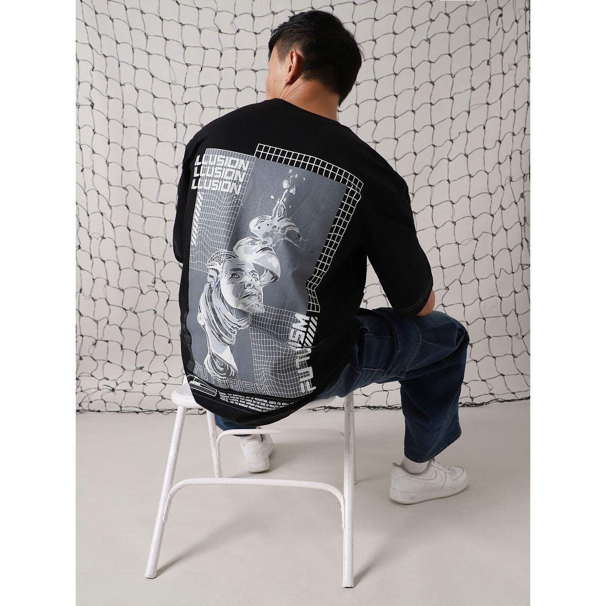 تيشيرت فضفاض مطبع بطبعة جرافيك هابر هولم × ستايلي-men-clothing-tshirtsandpolos-tshirts-image-1