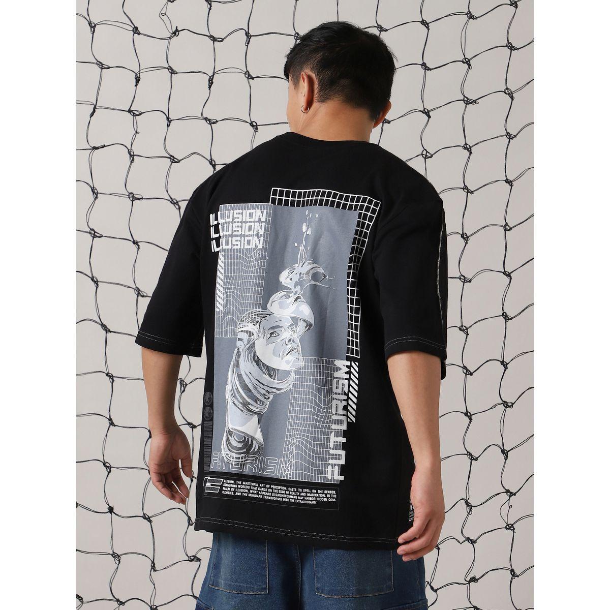 تيشيرت فضفاض مطبع بطبعة جرافيك هابر هولم × ستايلي-men-clothing-tshirtsandpolos-tshirts-image-2
