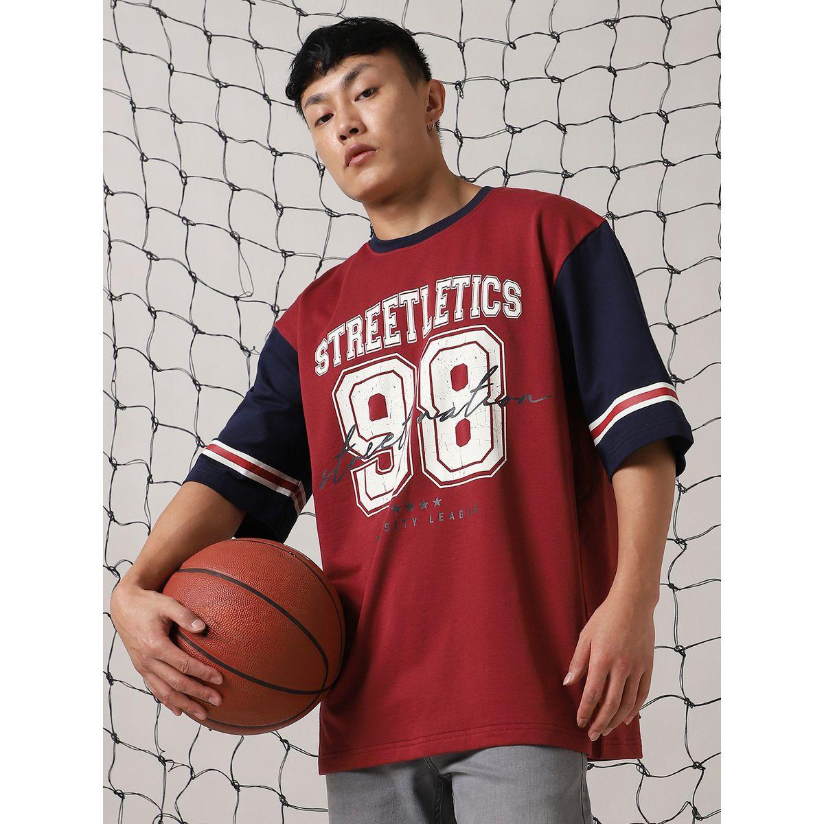 تيشيرت فضفاض بنمط كتل الالوان وطبعة فارسيتي هابر هولم × ستايلي-men-clothing-tshirtsandpolos-tshirts-image-1