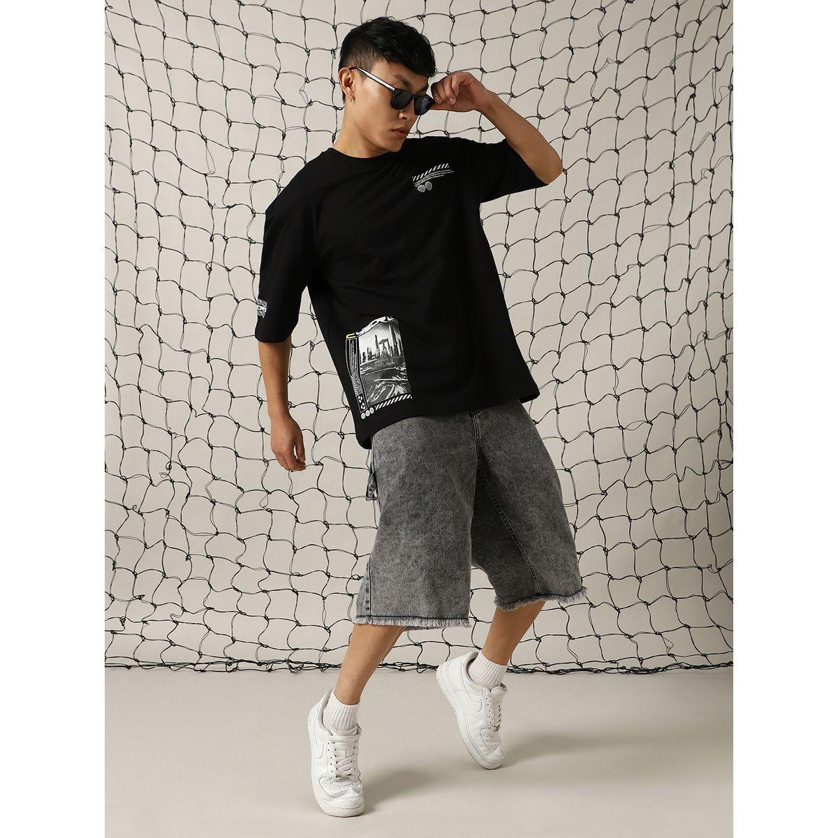 تيشيرت فضفاض بطبعة جرافيك وياقة دائرية هابر هولم × ستايلي-men-clothing-tshirtsandpolos-tshirts-image-4