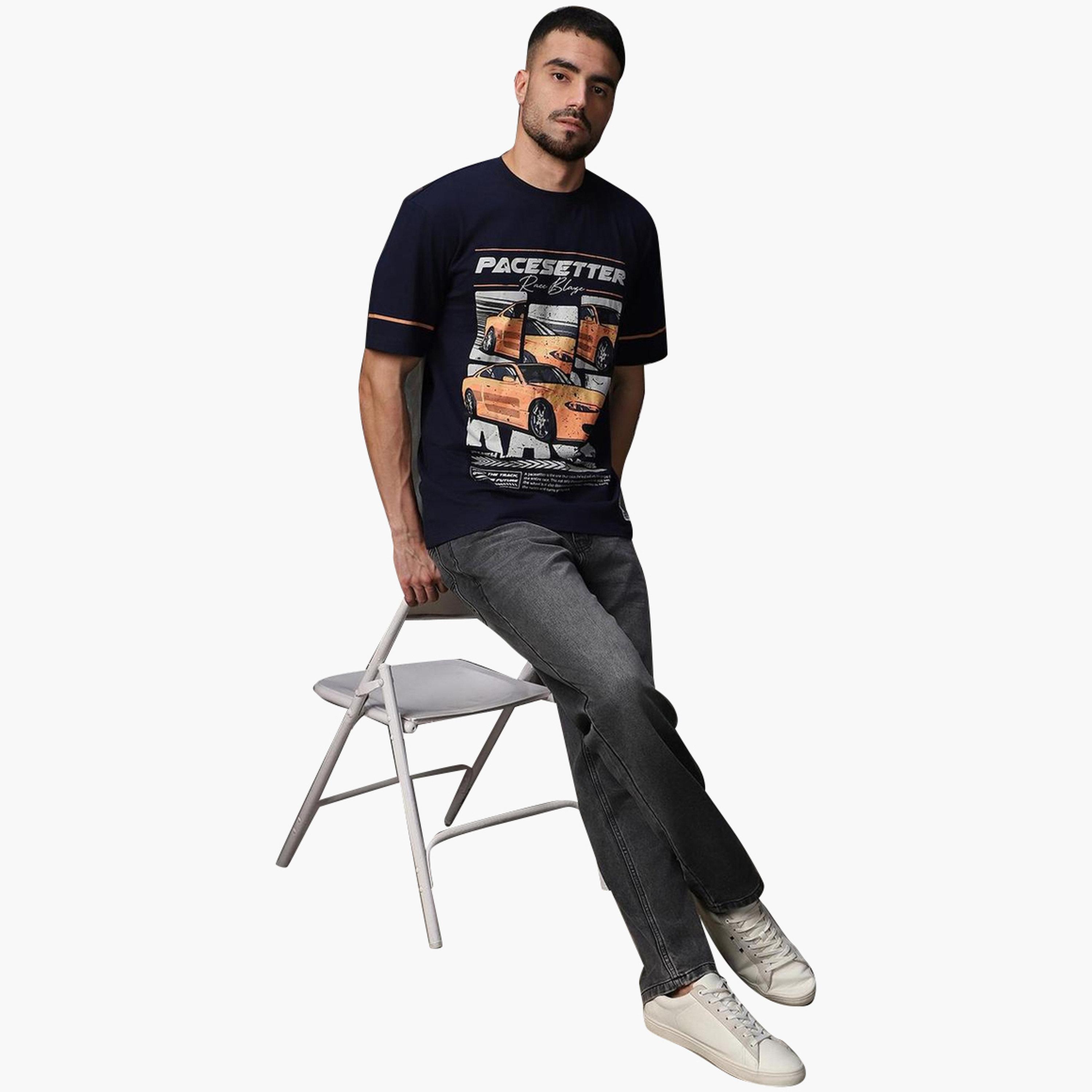 هاي ستار - تي شيرت مطبوع بأكمام قصيرة وقصة عادية للرجال-men-clothing-tshirtsandpolos-tshirts-image-2