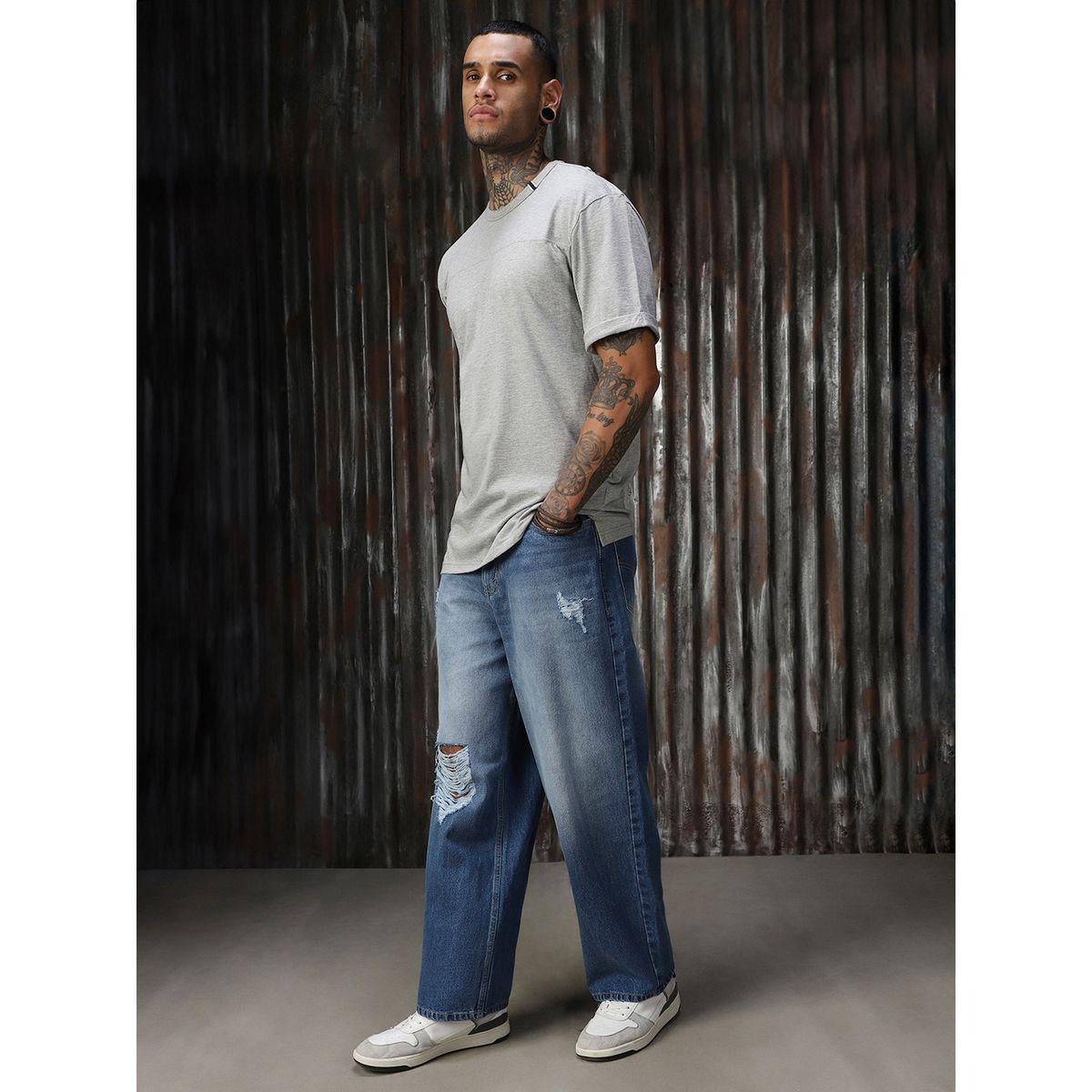 تيشيرت سادة بقصة مريحة وياقة دائرية هاي ستار × ستايلي-men-clothing-tshirtsandpolos-tshirts-image-4
