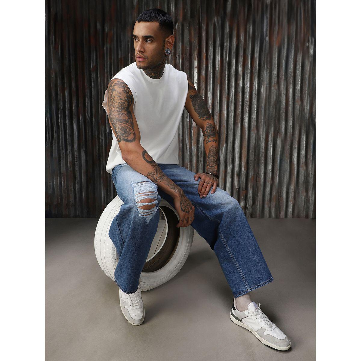 تيشيرت قطن بلا أكمام وقصة مريحة هاي ستار × ستايلي-men-clothing-tshirtsandpolos-tshirts-image-4