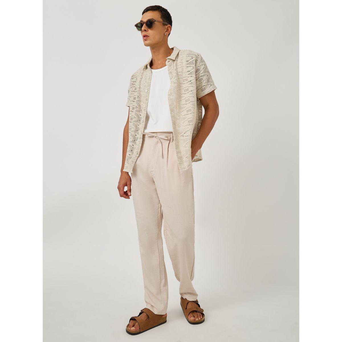 Styli Textured Crochet Regular Fit Spread Collar Shirt-men-clothing-shirts-image-2