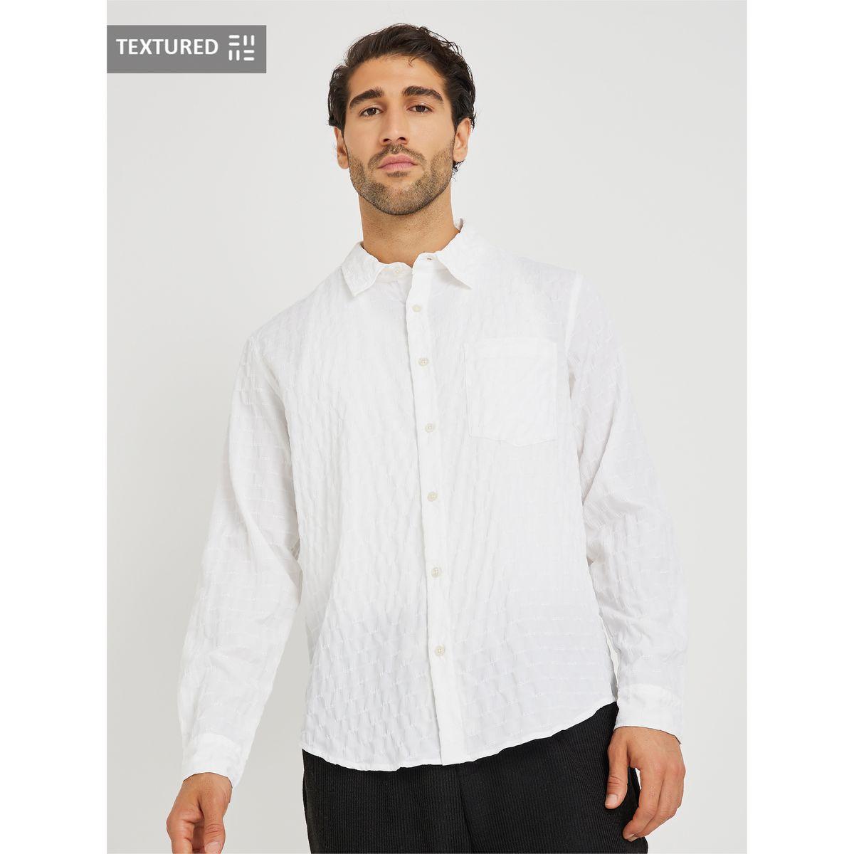 Styli Textured Spread Collar Long Sleeve  Regular Fit Shirt-men-clothing-shirts-image-1