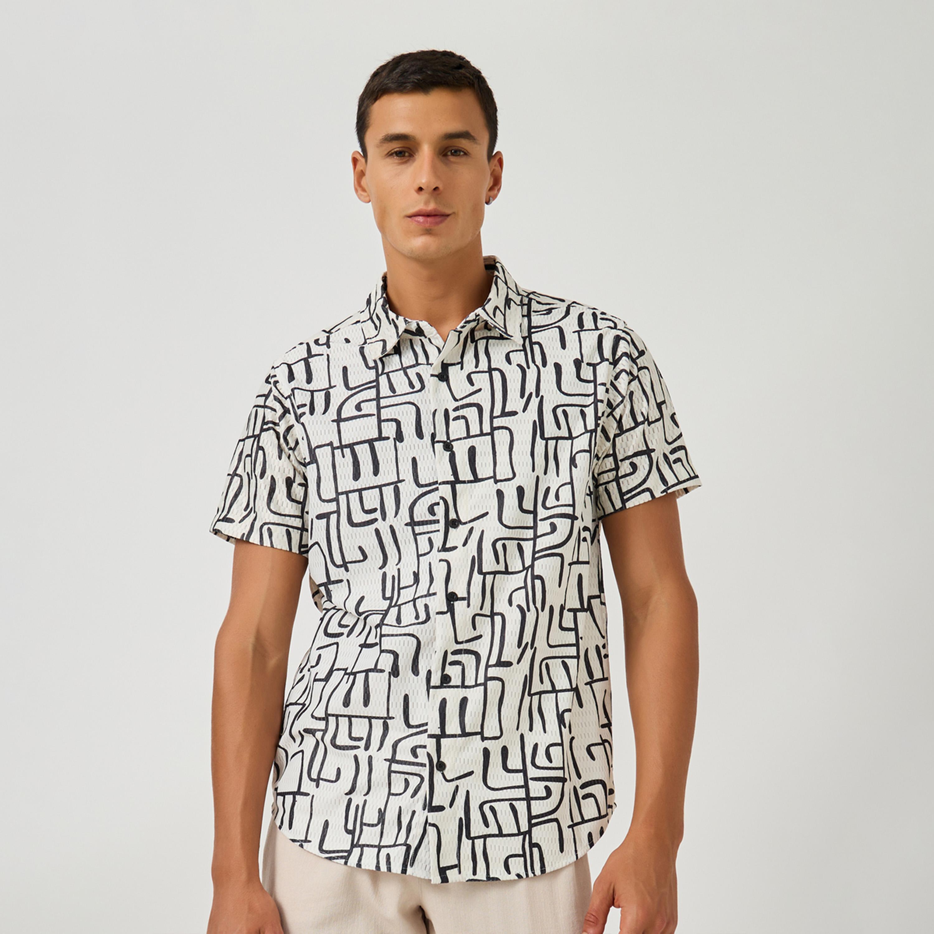 Styli All-Over Print Short Sleeve Regular Fit Shirt-men-clothing-shirts-image-1