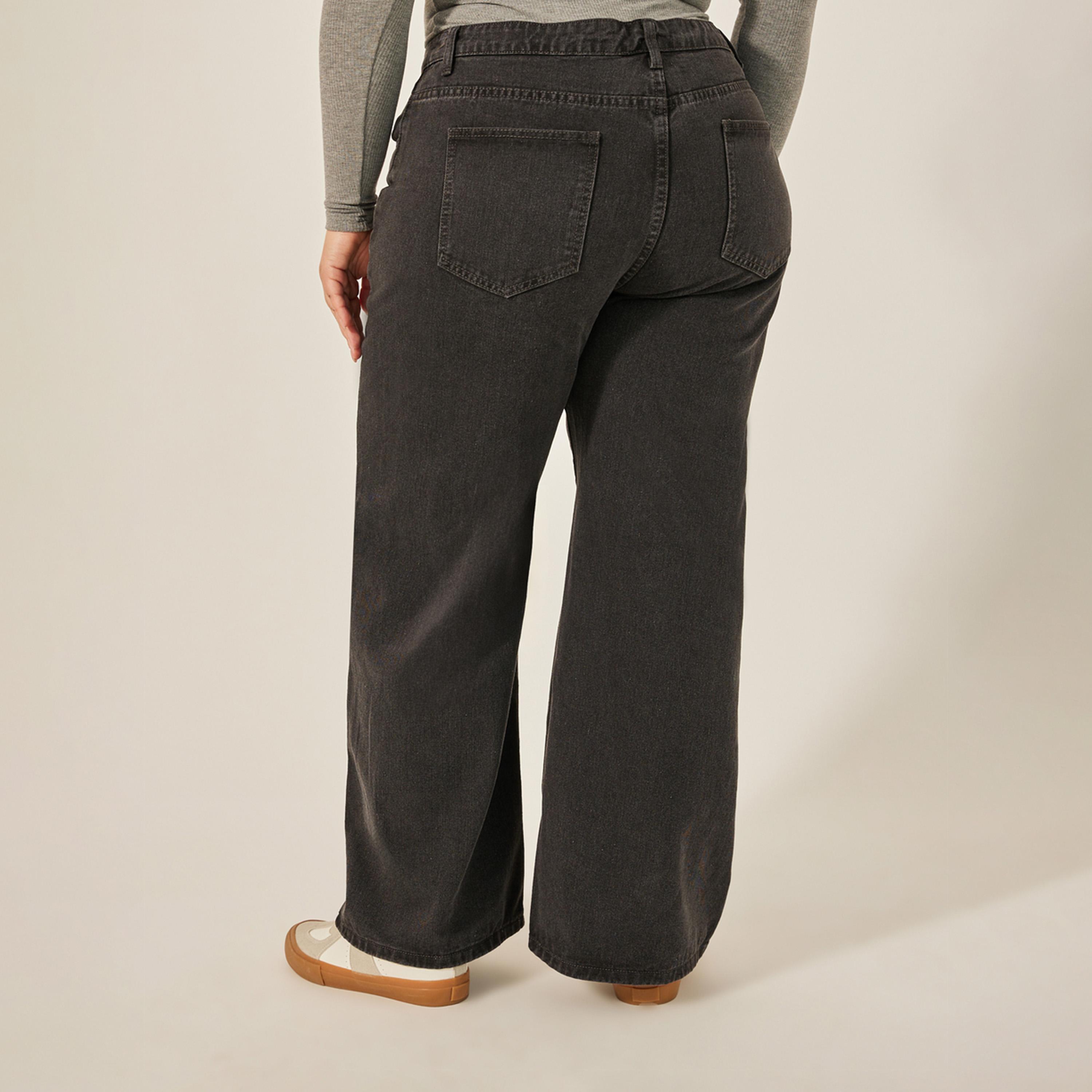 ستايلي - بنطال جينز واسع بخصر مرتفع ومقاس كبير-women-clothing-bottoms-jeans-image-4