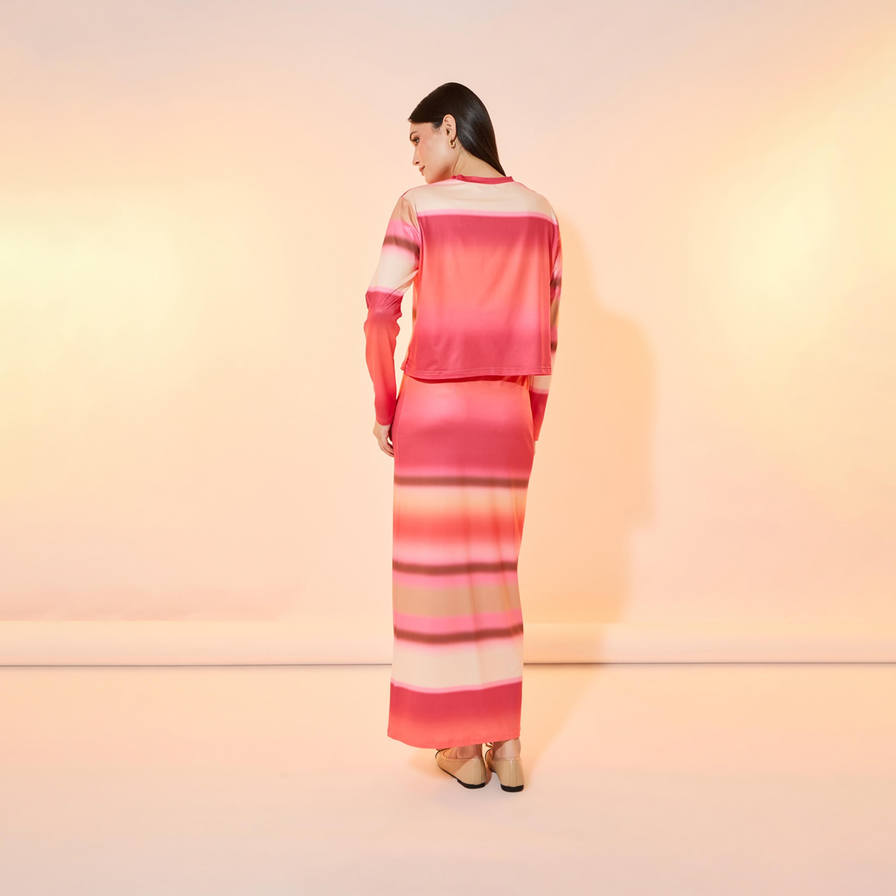 Take Two Ombre Print Round Neck Top and Maxi Skirt Co-Ords-women-clothing-coordsets-image-6