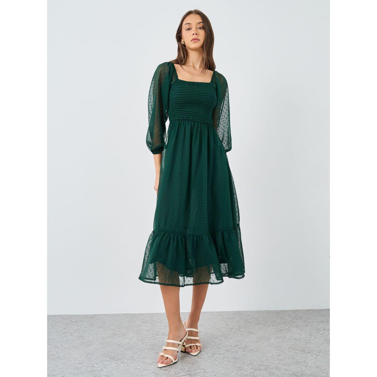 فستان ميدي بياقة مربعة-women-clothing-dresses-image-3