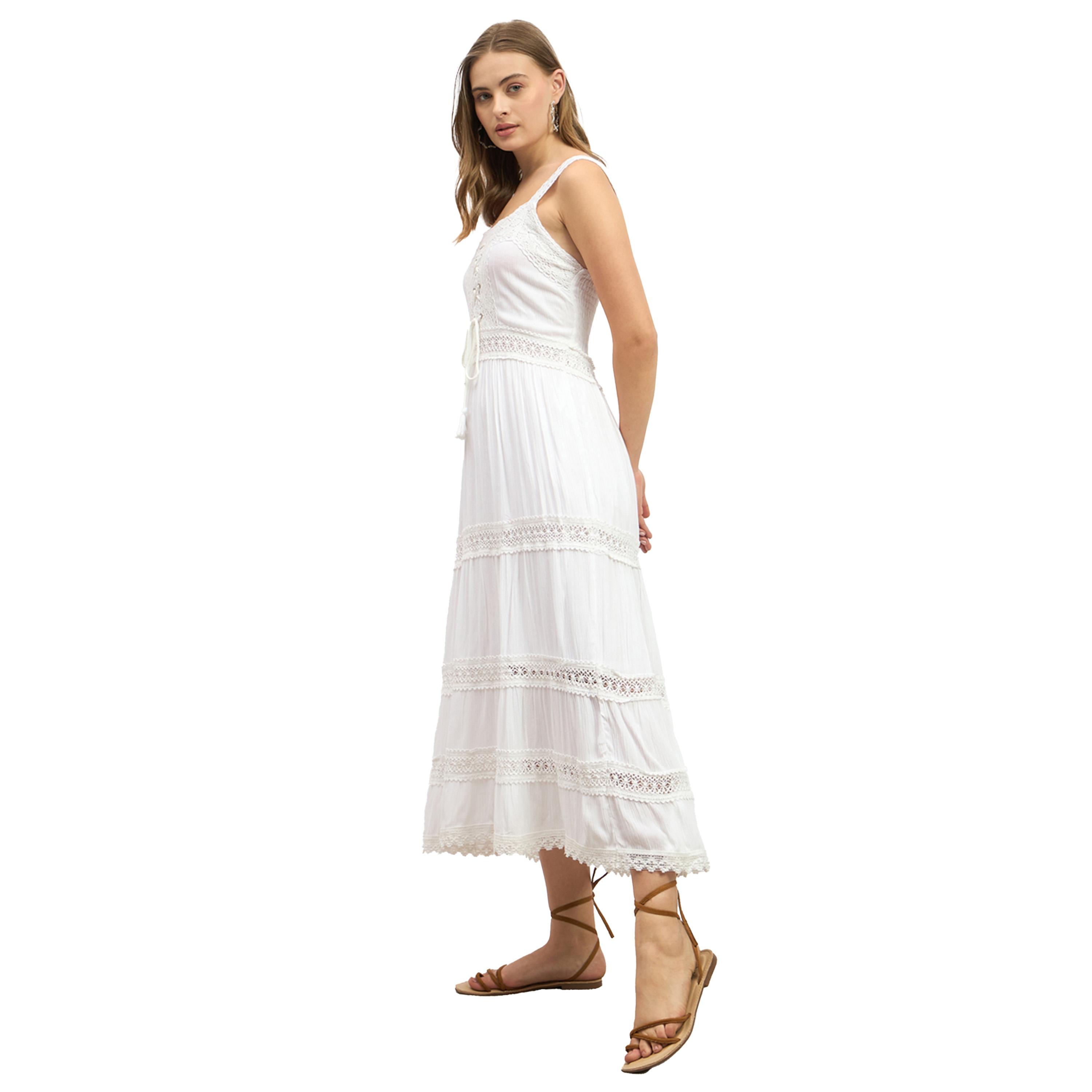 Styli Plain Cream Sleeveless Tiered Maxi Dress-women-clothing-dresses-image-3