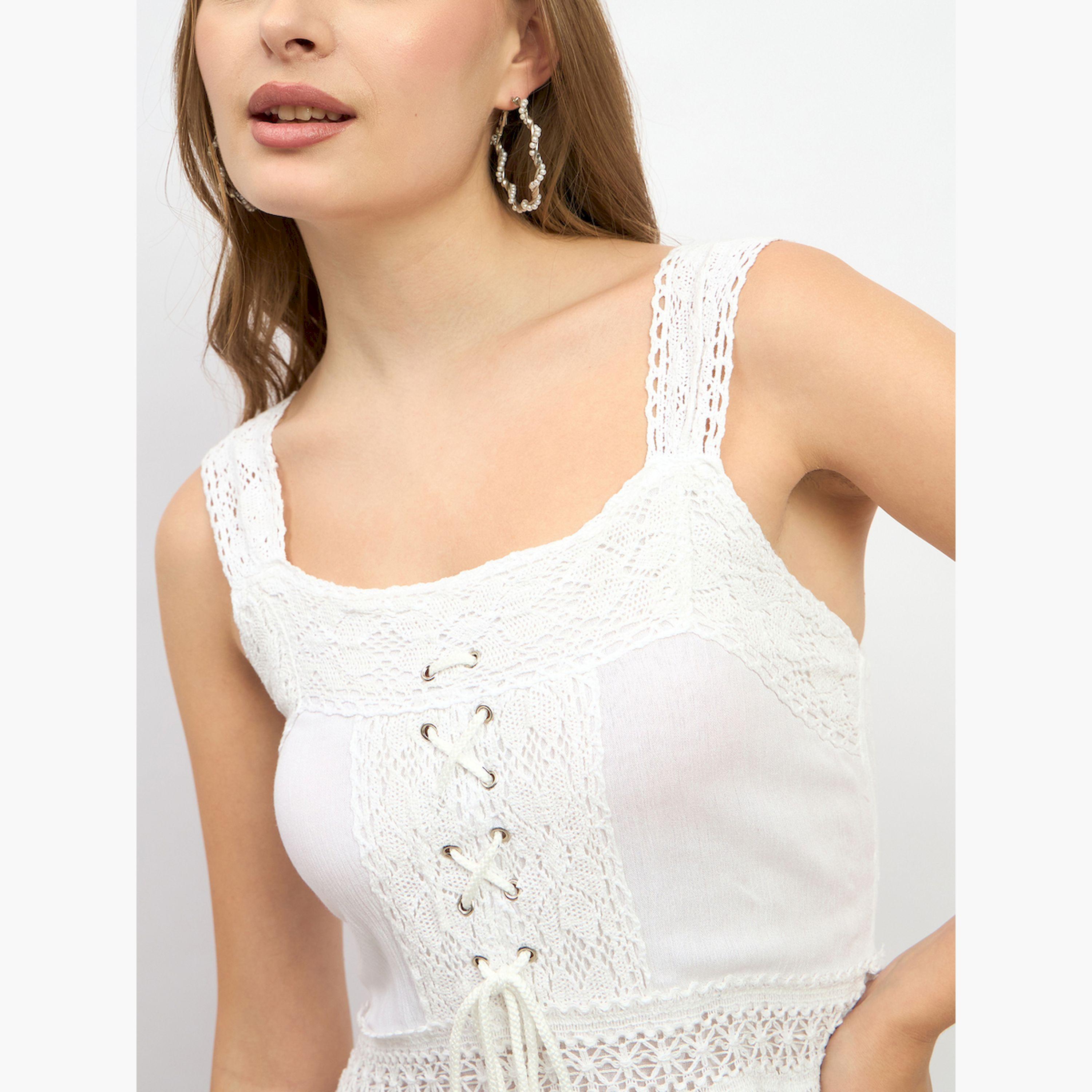 Styli Plain Cream Sleeveless Tiered Maxi Dress-women-clothing-dresses-image-4