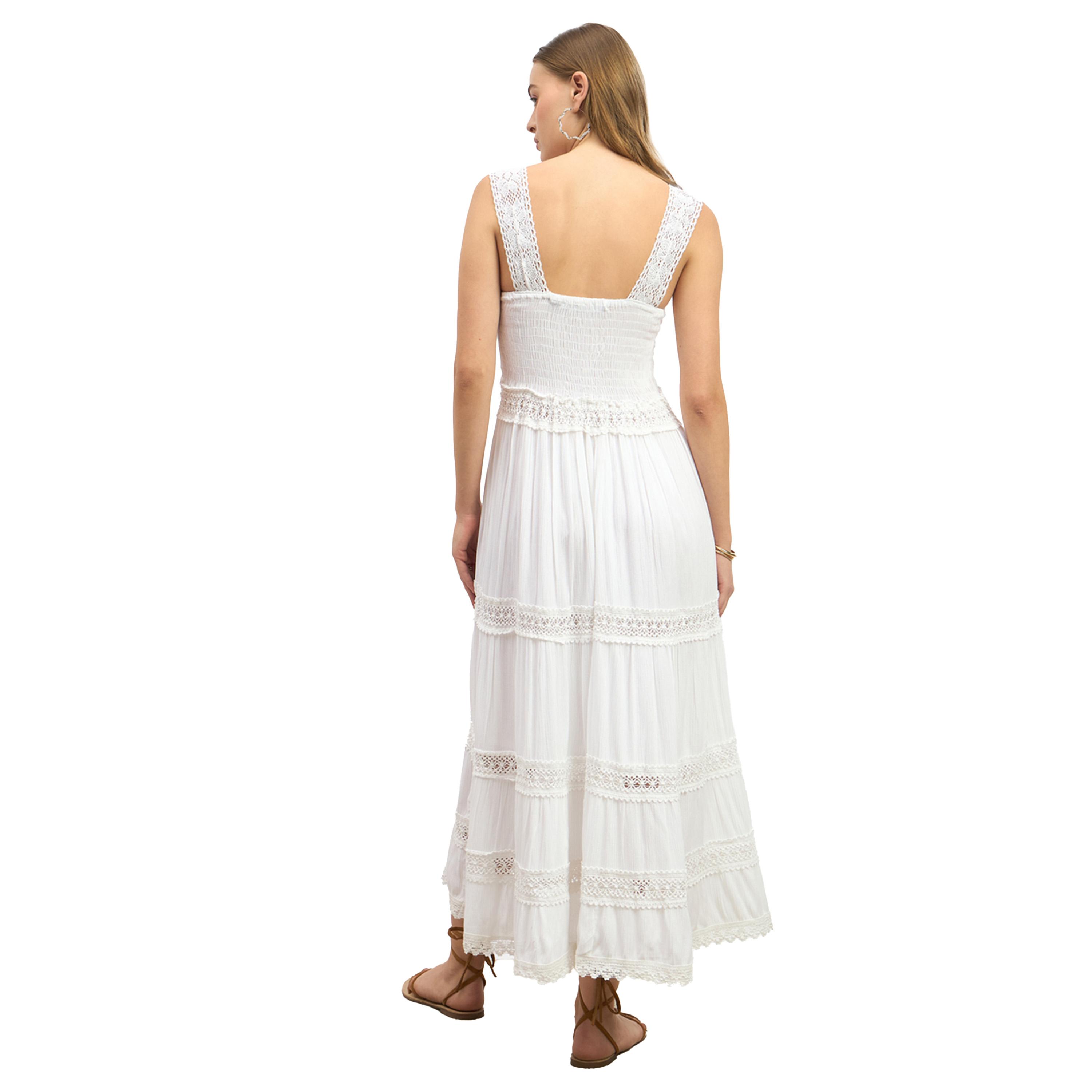 Styli Plain Cream Sleeveless Tiered Maxi Dress-women-clothing-dresses-image-5