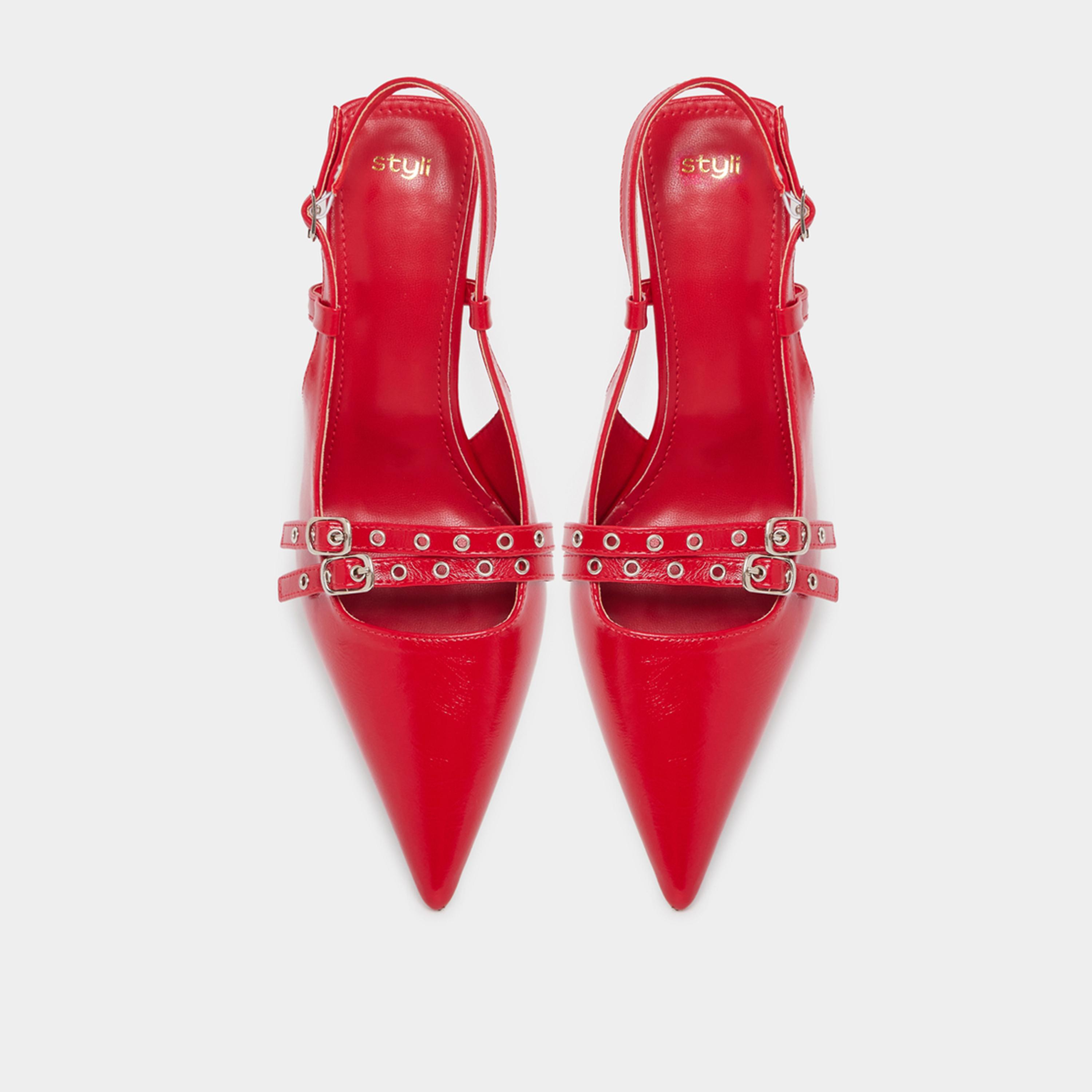 ستايلي - حذاء بكعب مدبب وتفاصيل مشبك وفتحة خلفية-women-shoes-heels-image-5