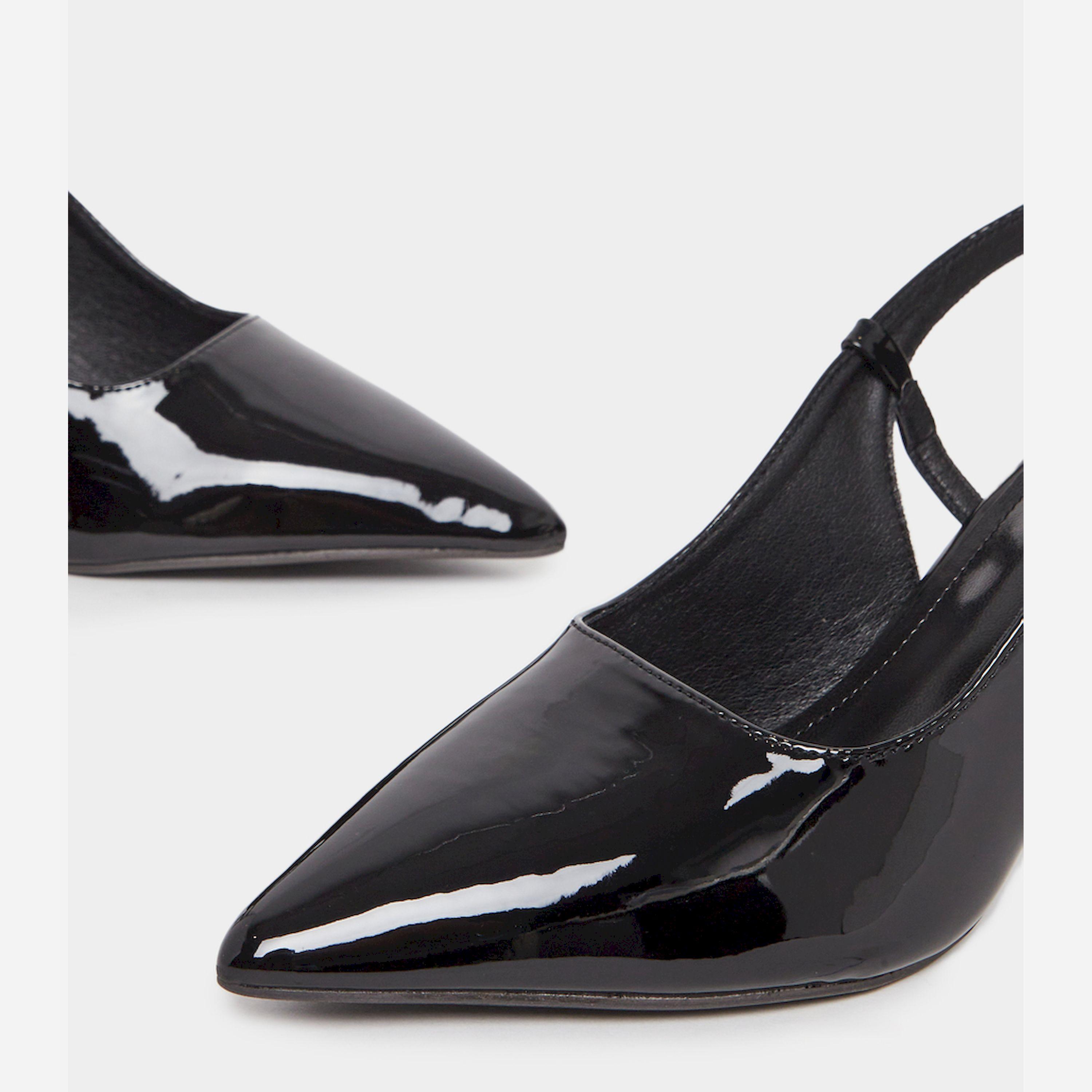 Styli Patent Leather Finish Slingback Kitten Heel Pumps-women-shoes-heels-image-4