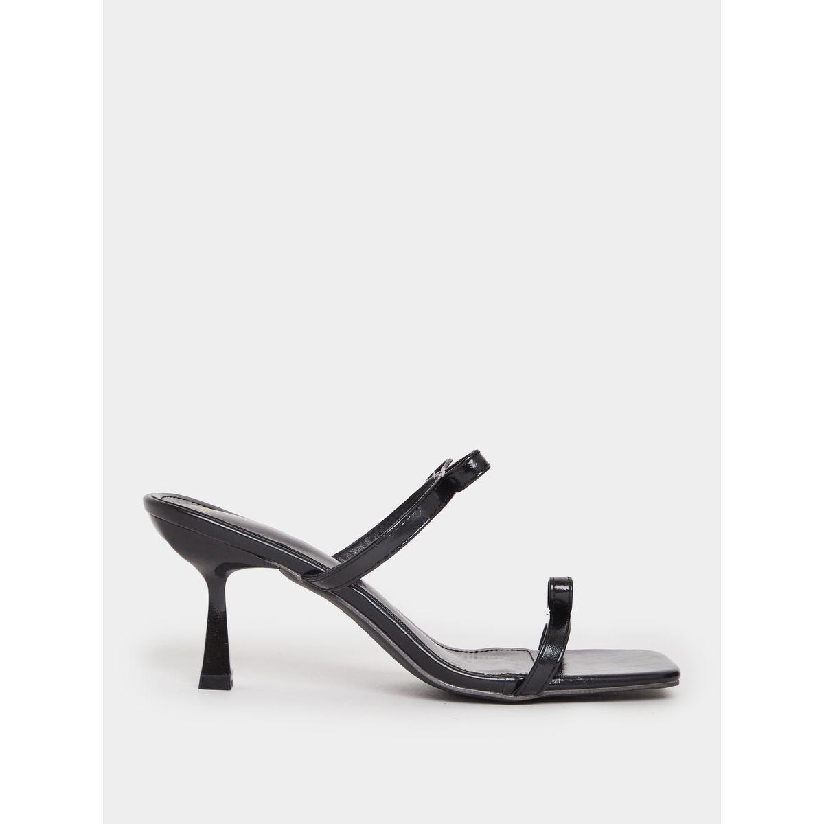 Faux Pearl Bow Detail Slip-On Stiletto Heel Sandals-women-shoes-heels-image-1