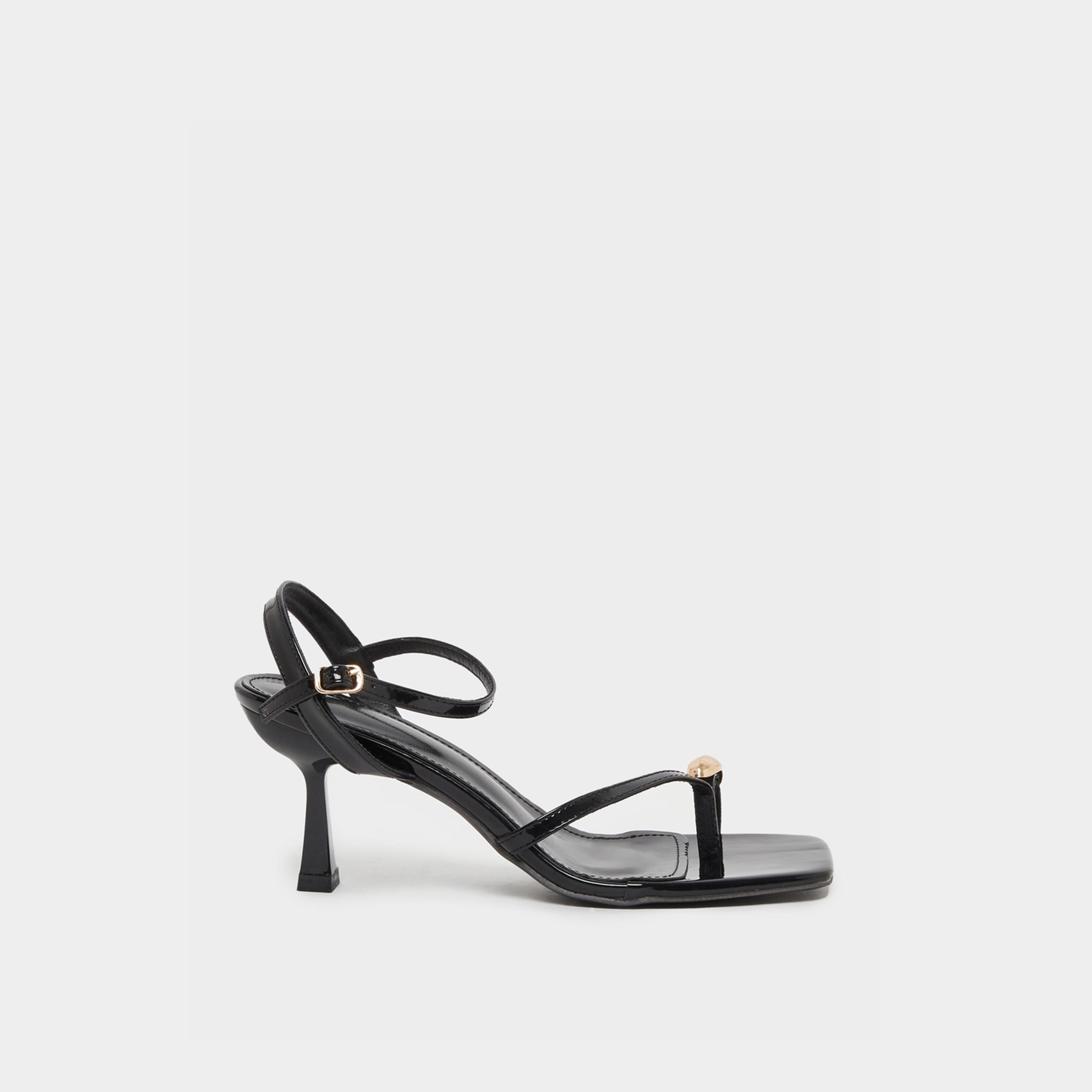 ستايلي - صندل ستيليتو بكعب عالٍ وحزام للكاحل وحواف معدنية-women-shoes-sandals-heeled-image-1