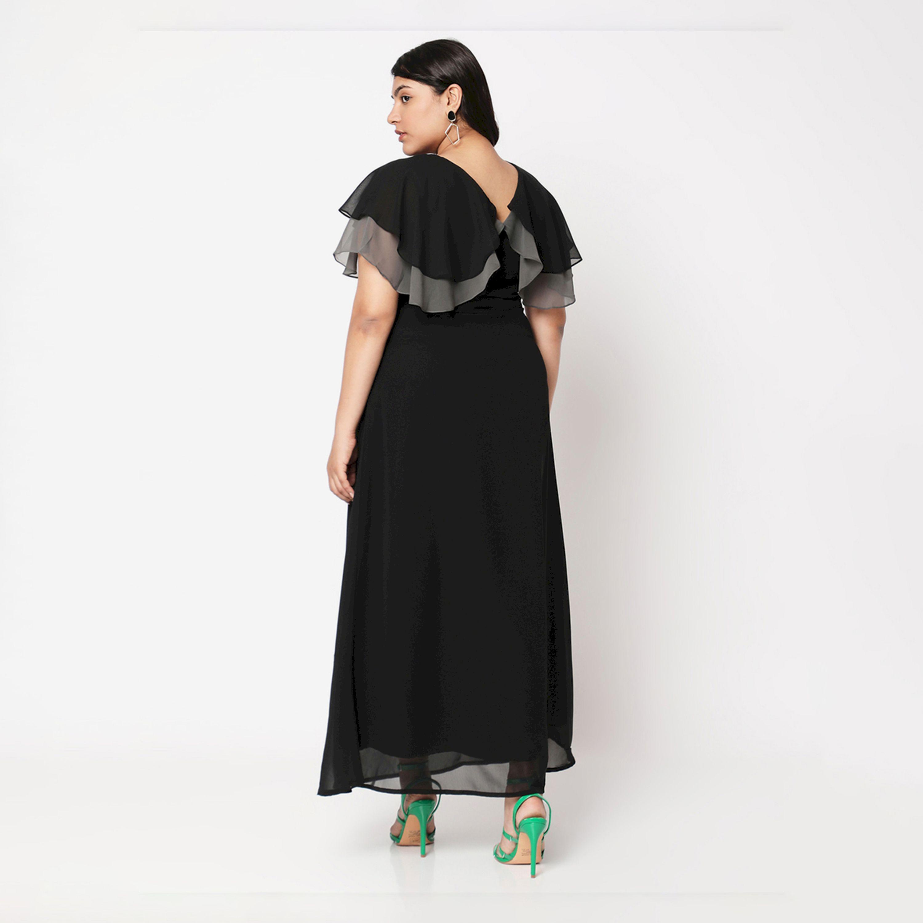 فستان طويل سادة بمقاس كبير وتفاصيل مُطرّزة ميش × ستايلي-women-clothing-dresses-image-5