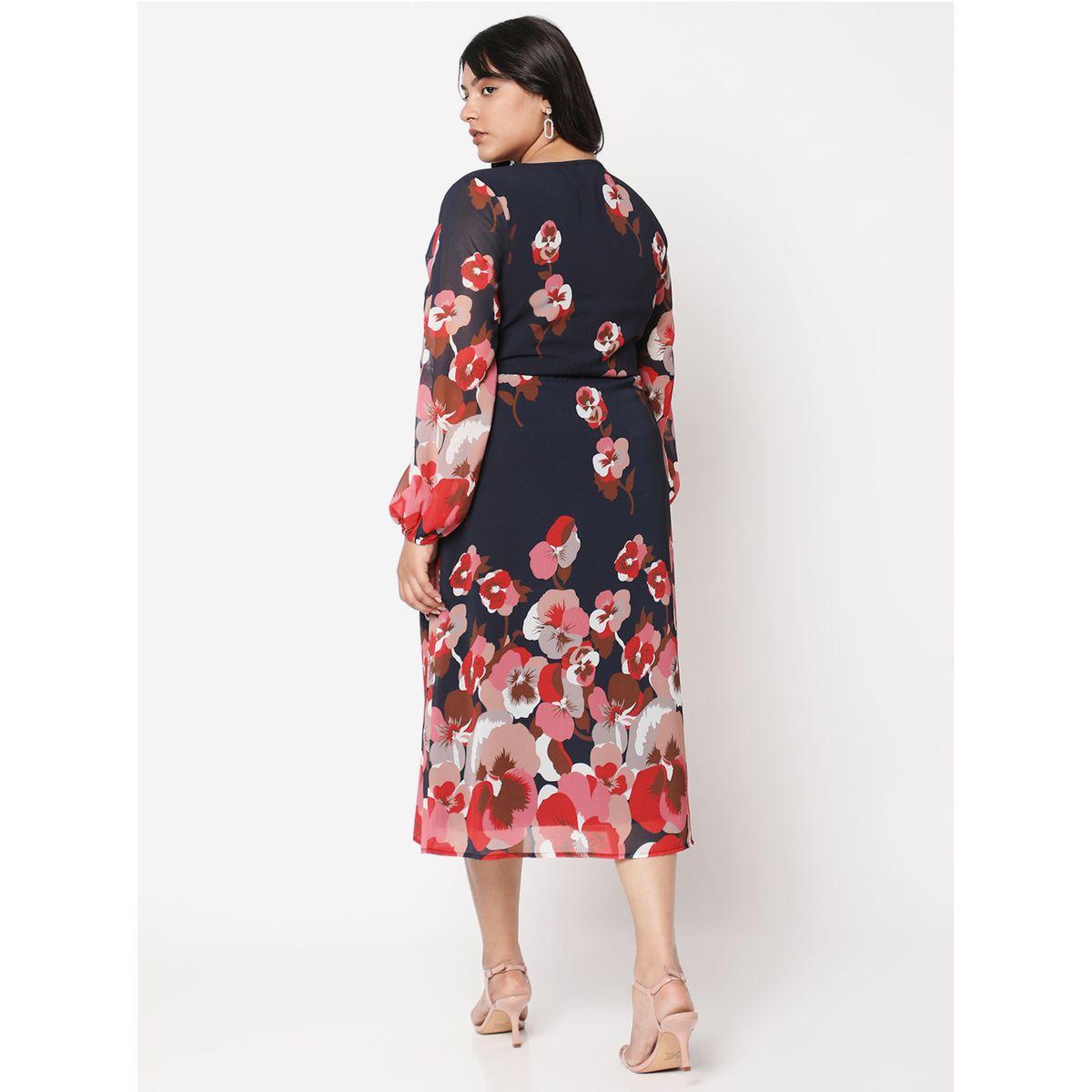 Mish X Styli  Plus Fit and Flared Floral Print Midi Dress-women-clothing-dresses-image-5