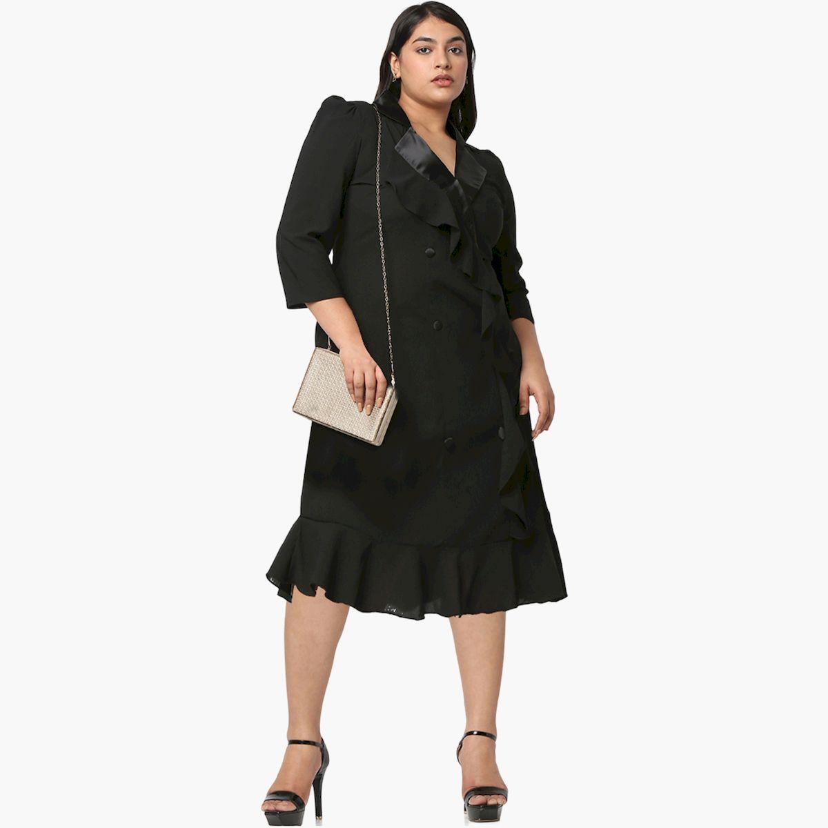 Mish X Styli  Plus A-Line Ruffle Hem Blazer Dress-women-clothing-dresses-image-1