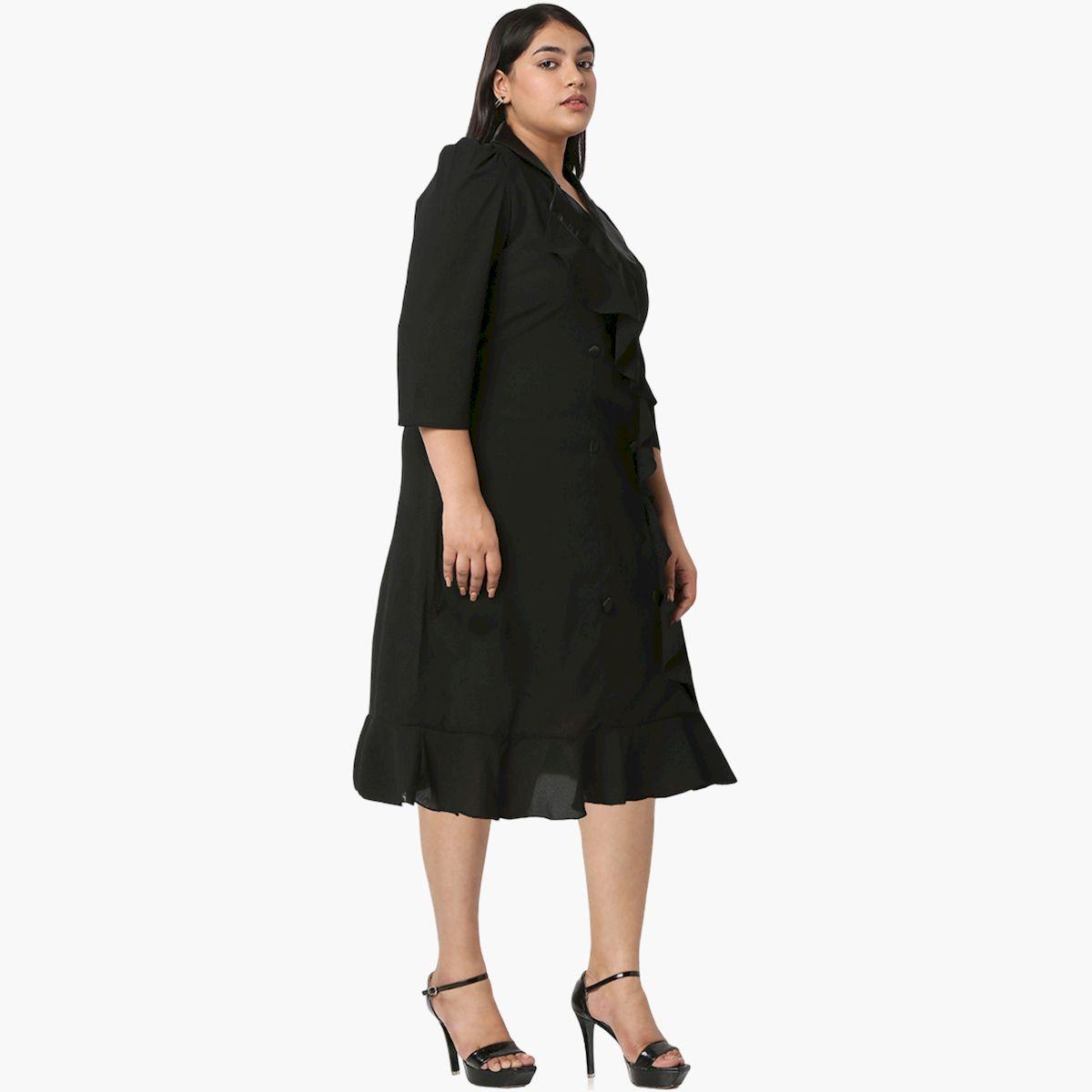 Mish X Styli  Plus A-Line Ruffle Hem Blazer Dress-women-clothing-dresses-image-3