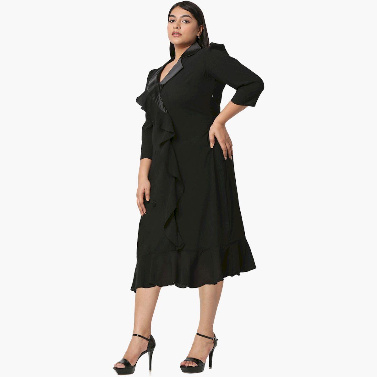 Mish X Styli  Plus A-Line Ruffle Hem Blazer Dress-women-clothing-dresses-image-4