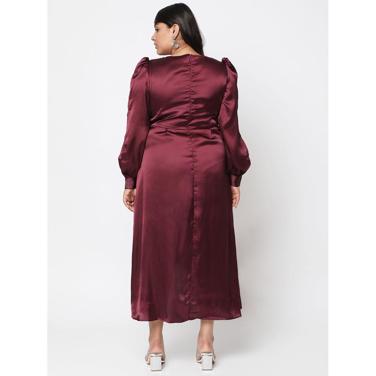 فستان ميدي ساتان بمقاس كبير ونمط لف ميش × ستايلي-women-clothing-dresses-image-5