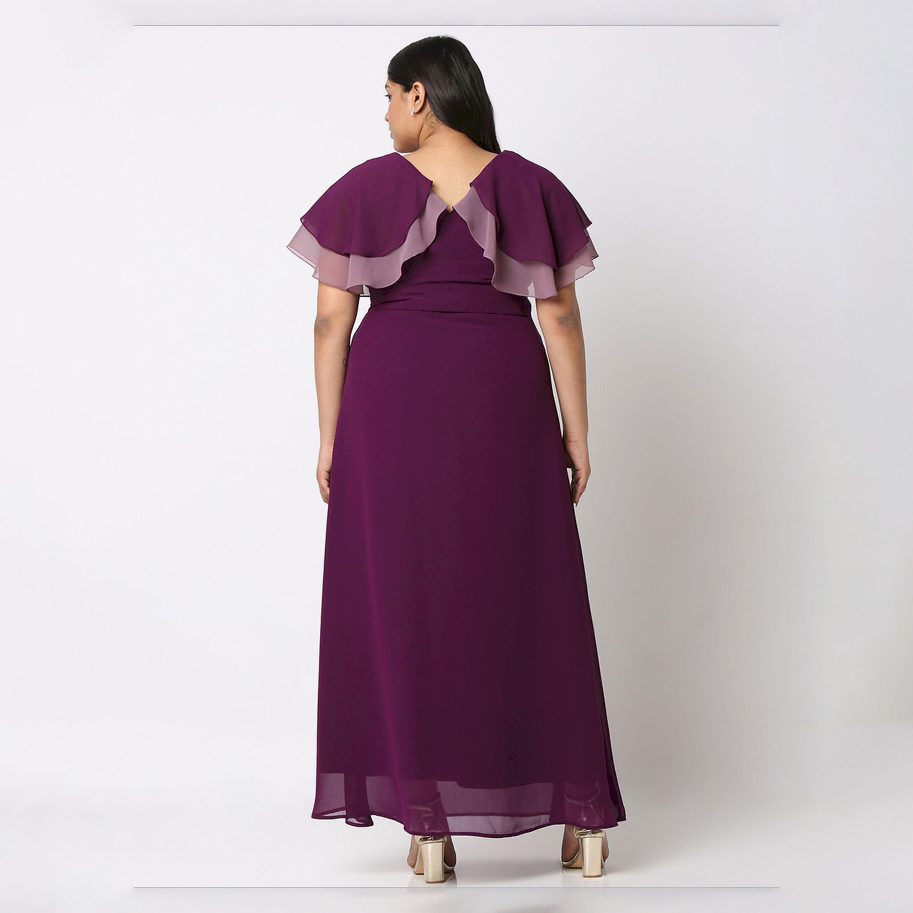 Mish X Styli  Solid Layered Detail Flared Maxi Dress with Embroidered Waist-women-clothing-dresses-image-5