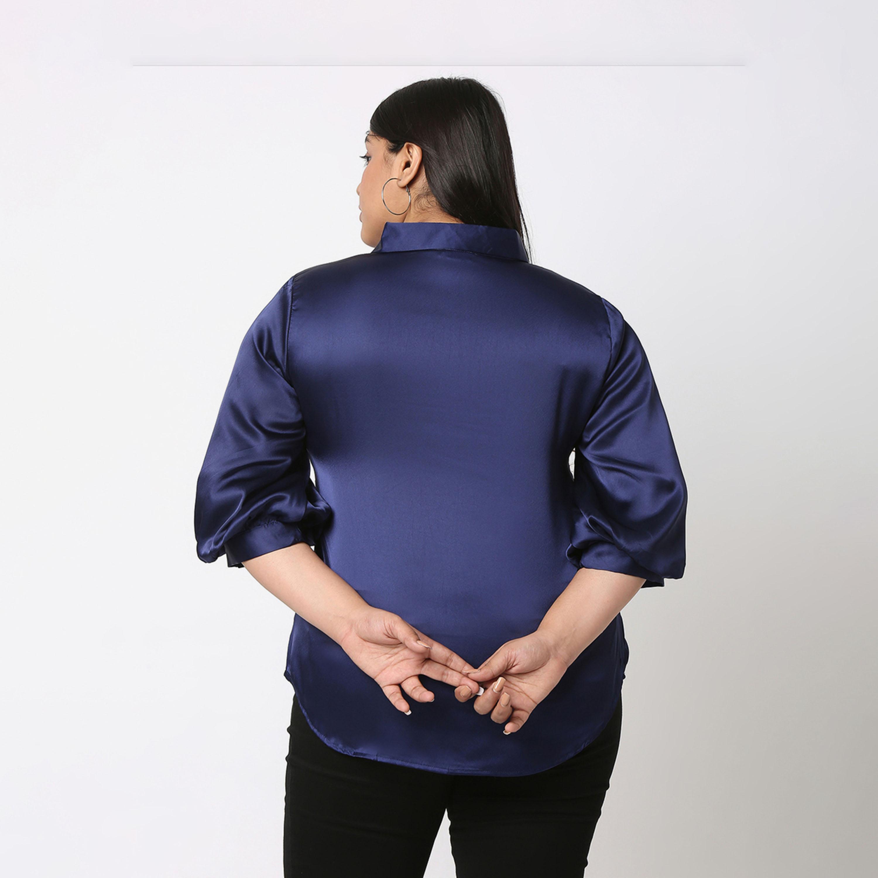 Mish X Styli  Satin Bishop Sleeves Collared Shirt-women-clothing-shirtsandblouses-shirts-image-5