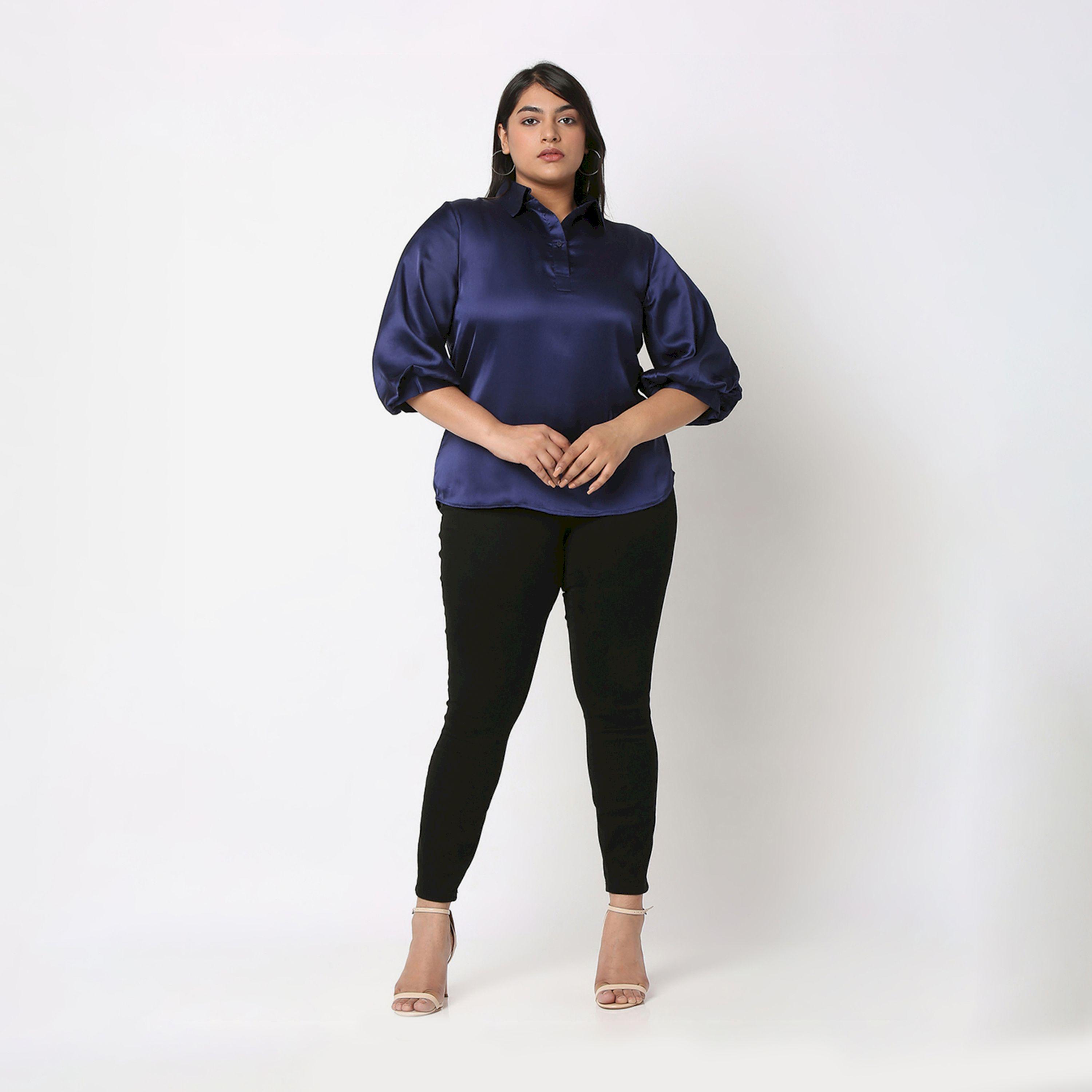 بلوزة ساتان بمقاس كبير وأكمام بيشوب ميش × ستايلي-women-clothing-shirtsandblouses-shirts-image-6