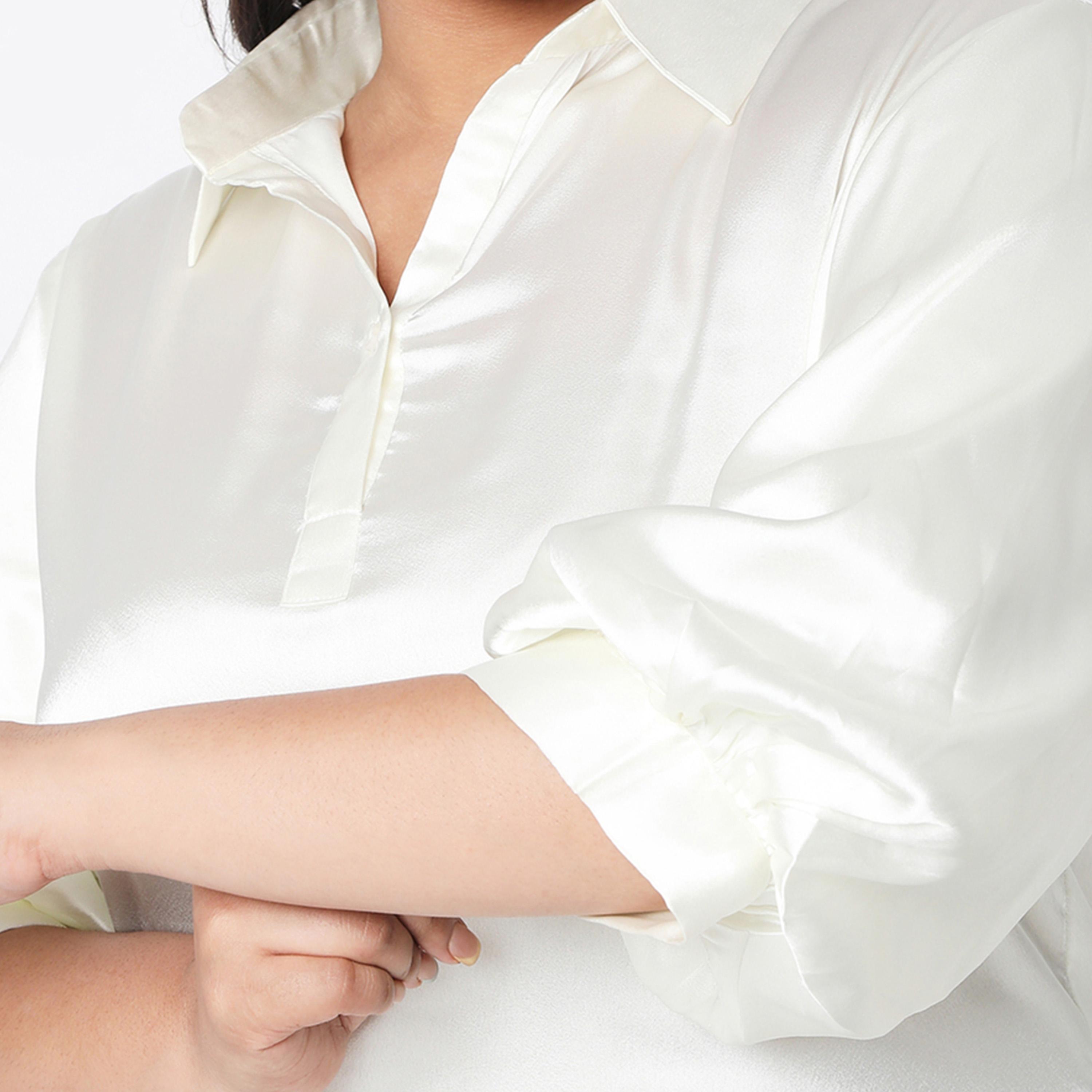 بلوزة ساتان بمقاس كبير وأكمام بيشوب ميش × ستايلي-women-clothing-shirtsandblouses-shirts-image-2