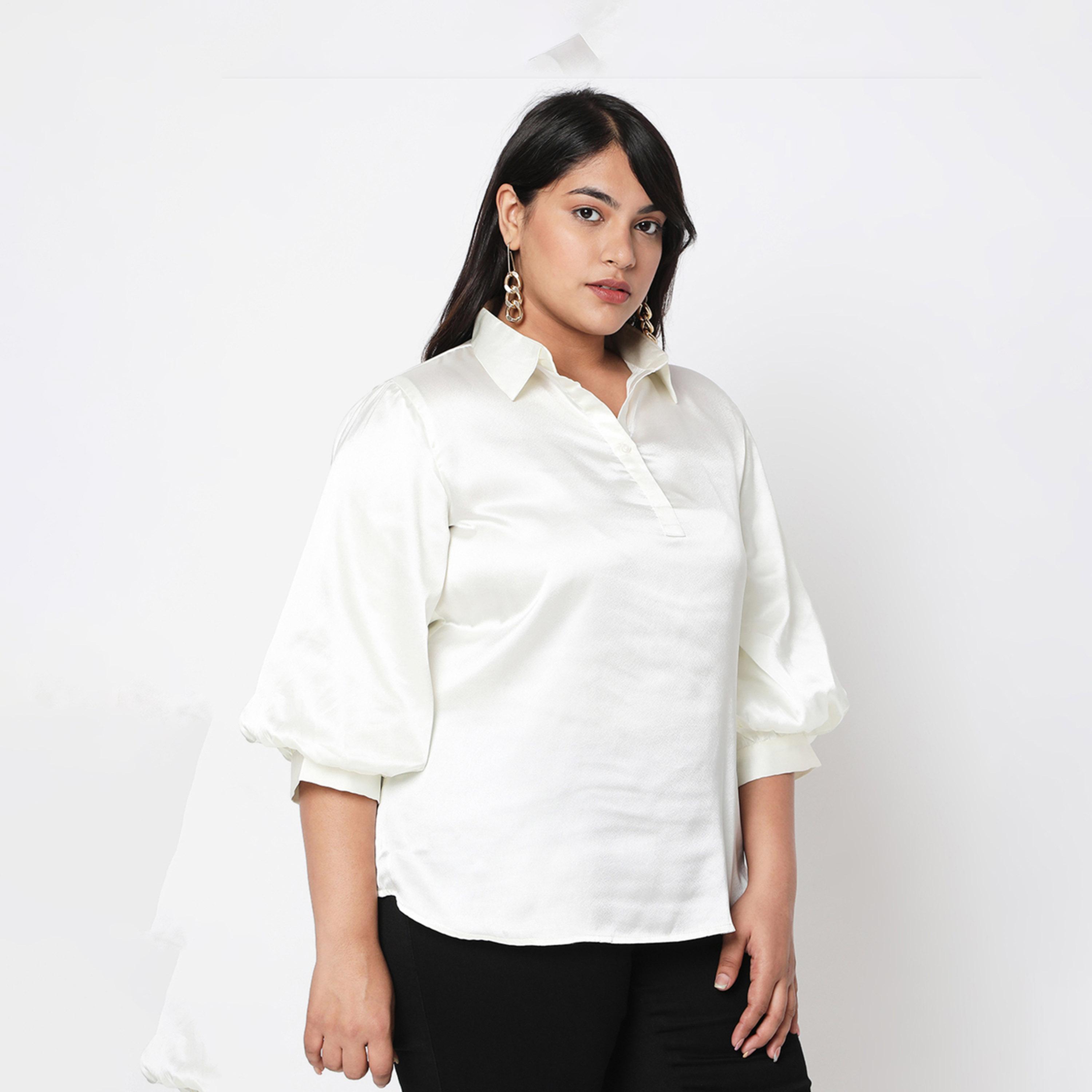 بلوزة ساتان بمقاس كبير وأكمام بيشوب ميش × ستايلي-women-clothing-shirtsandblouses-shirts-image-3