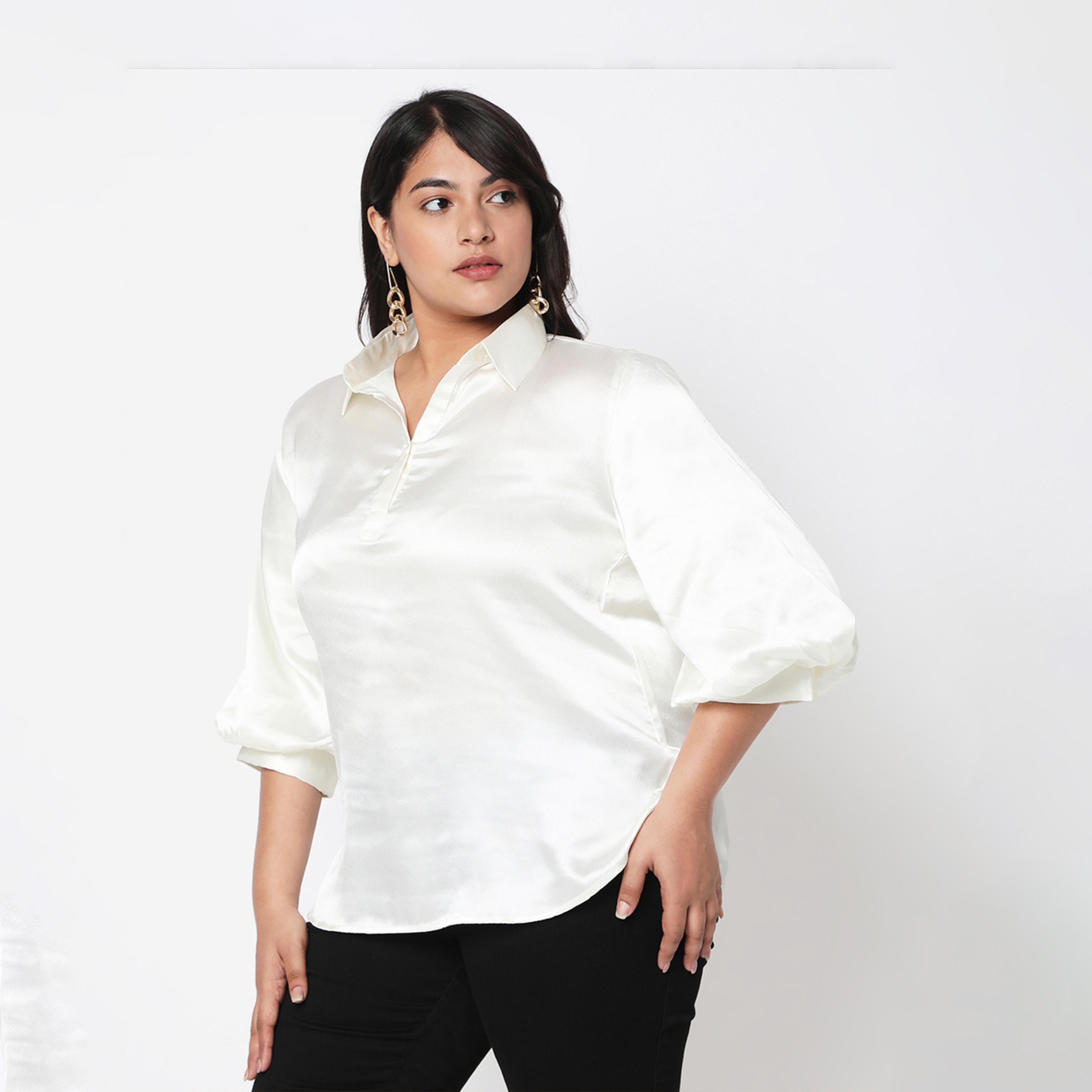 بلوزة ساتان بمقاس كبير وأكمام بيشوب ميش × ستايلي-women-clothing-shirtsandblouses-shirts-image-4