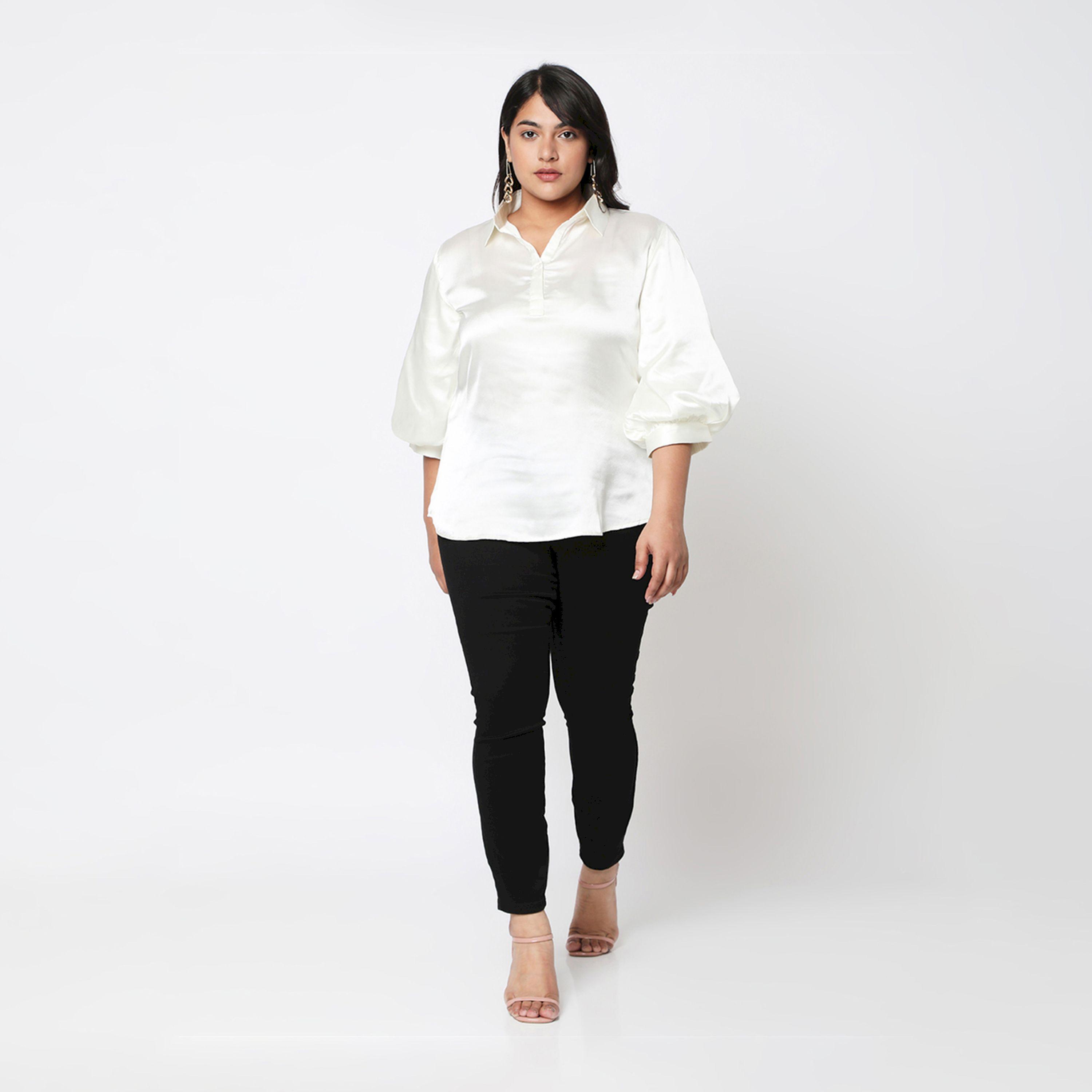 Mish X Styli  Satin Bishop Sleeves Collared Shirt-women-clothing-shirtsandblouses-shirts-image-6