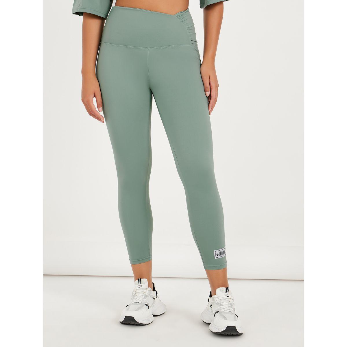 ليقنز بطول 7/8 وخصر مزموم مزين بشارة-women-clothing-sportswearandactivewear-bottoms-joggersandtrackpants-image-2