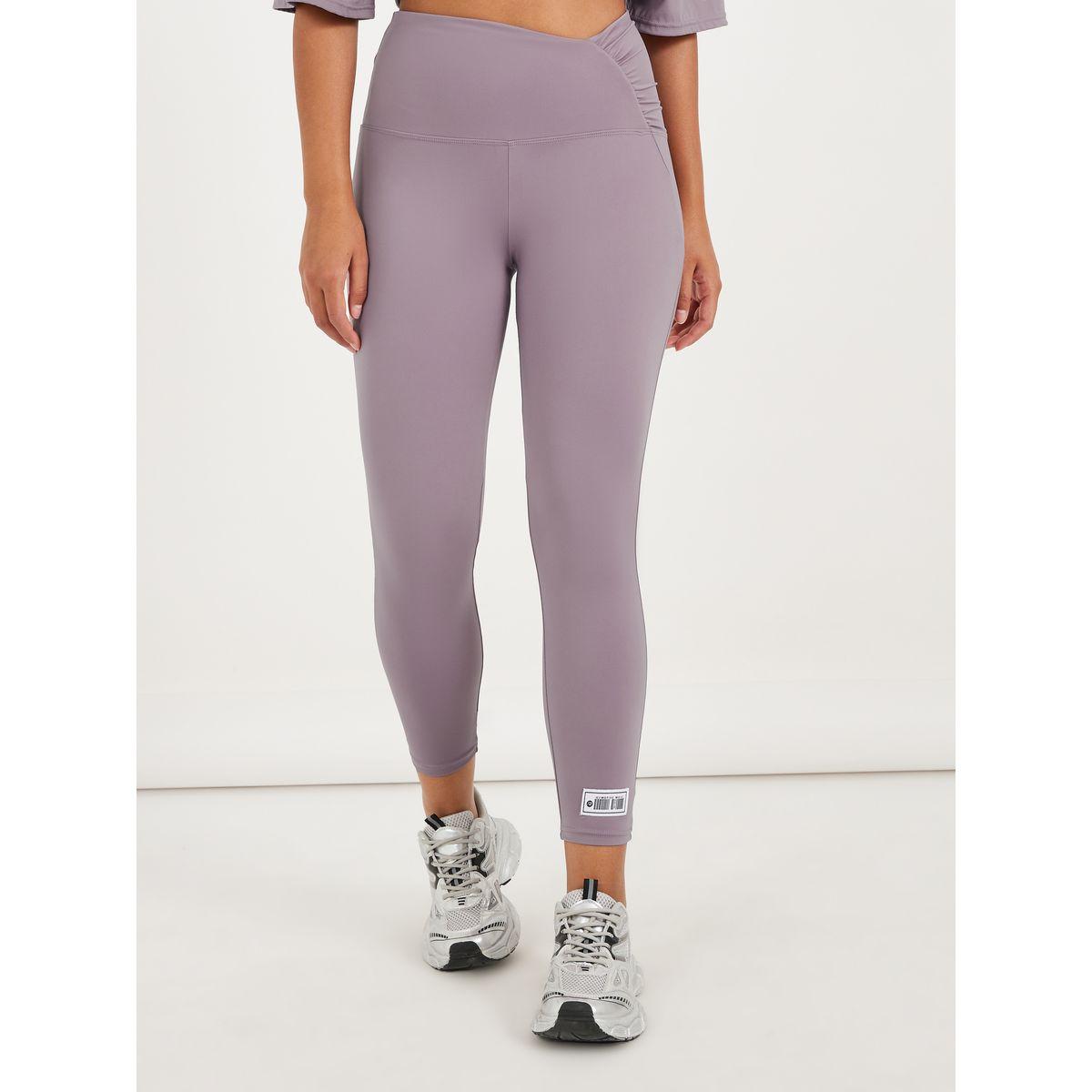 ليقنز بطول 7/8 وخصر مزموم مزين بشارة-women-clothing-sportswearandactivewear-bottoms-joggersandtrackpants-image-2