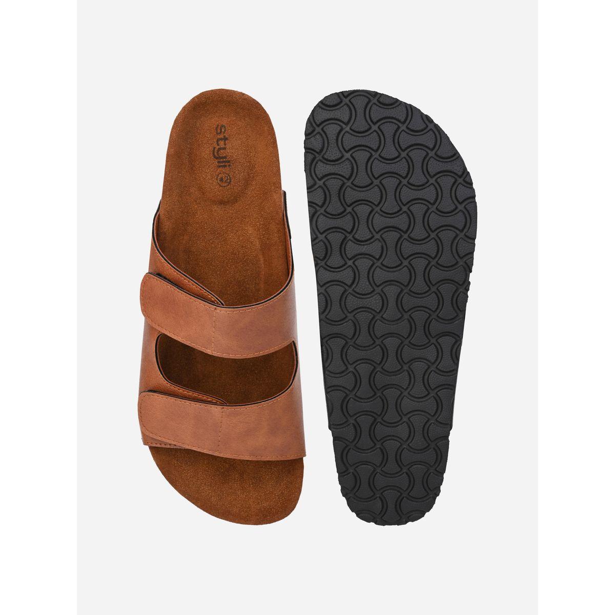 Styli Solid Double Strap Slip-On Sandals-men-shoes-sandals-image-6