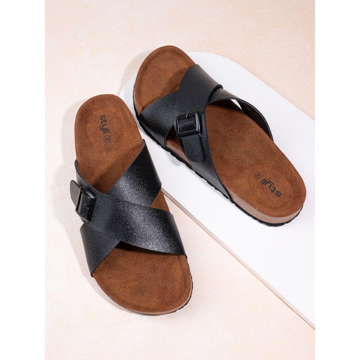 Styli Buckle Detail Double Strap Platform Sole Sandals-men-shoes-sandals-image-1