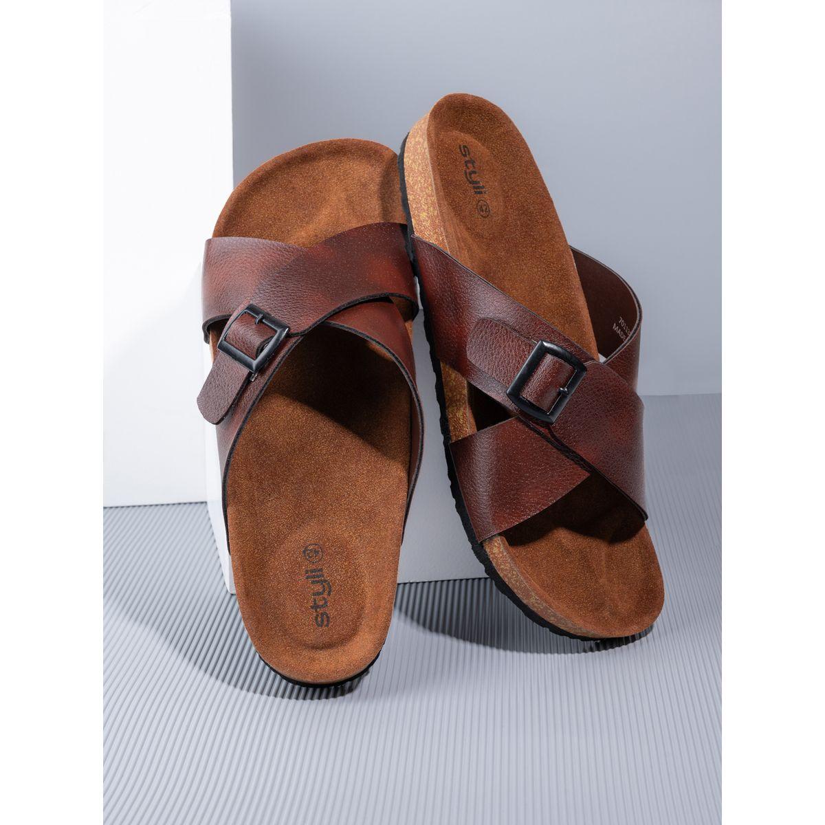 Styli Buckle Detail Double Strap Platform Sole Sandals-men-shoes-sandals-image-1
