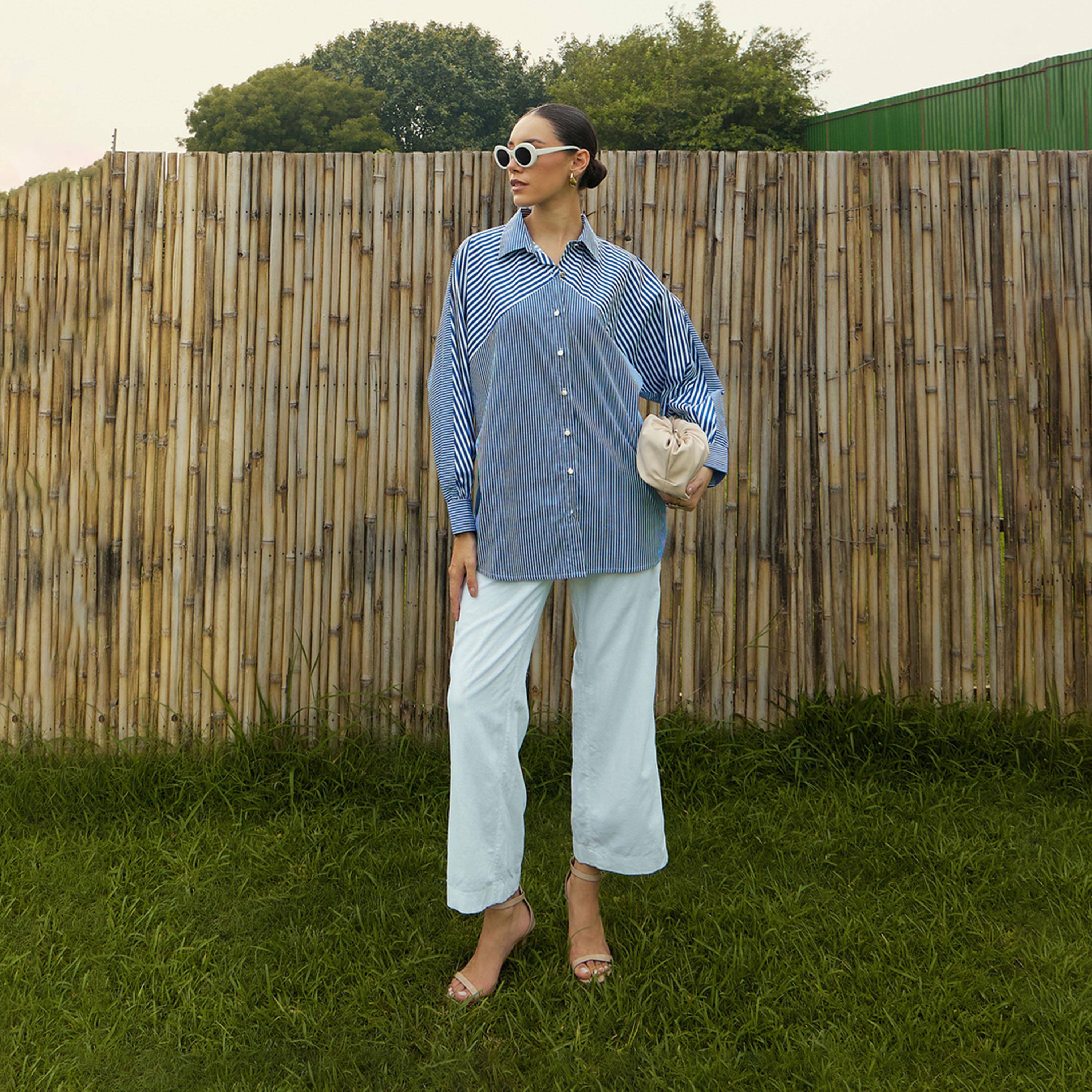 Sassafras X Styli  Oversized Striped Longline Shirt-women-clothing-shirtsandblouses-shirts-image-2
